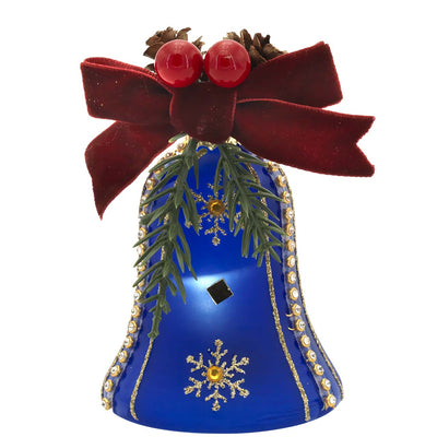 Bagutta Campanella Natalizia LED Blu con Fiocchi di Neve 8 cm