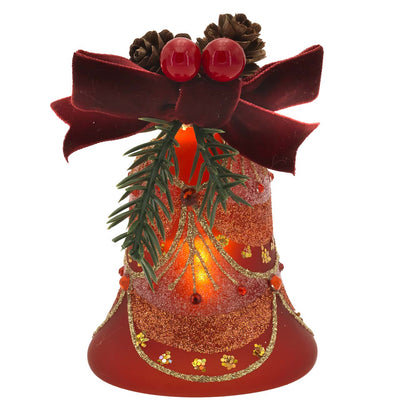 Bagutta Campanella Natalizia LED Rossa con Festoni Dorati 8 cm