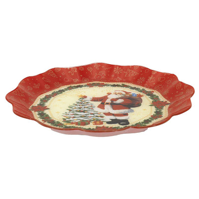 Bagutta Piatto da Torta Natalizio Tondo con Babbo Natale 30 cm