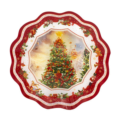 Bagutta Piatto da Torta Natalizio Tondo con Albero di Natale 30 cm