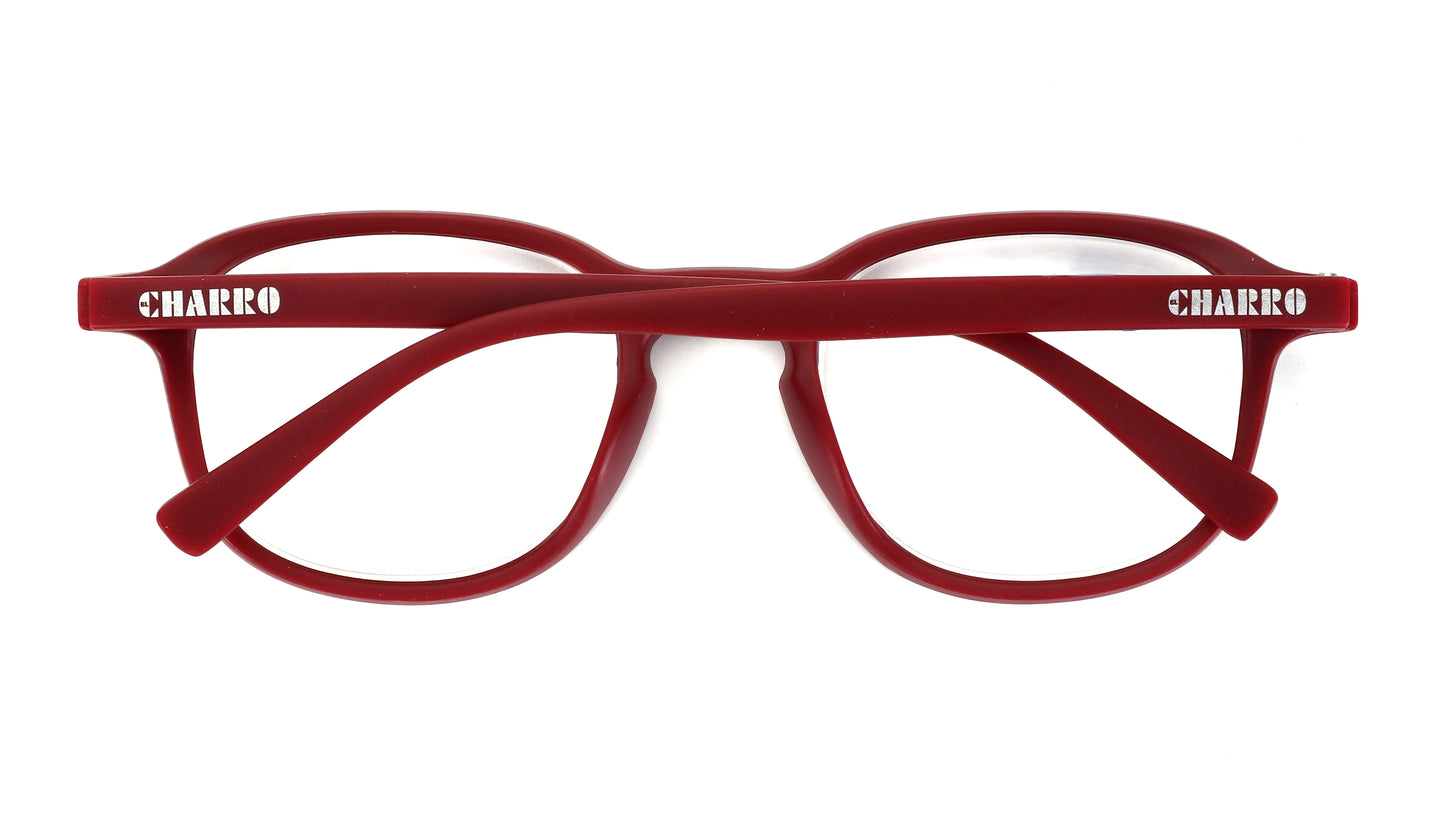 Occhiali da lettura El Charro Dakota +2.50 rosso, forma rotonda con pins metallo, vista laterale