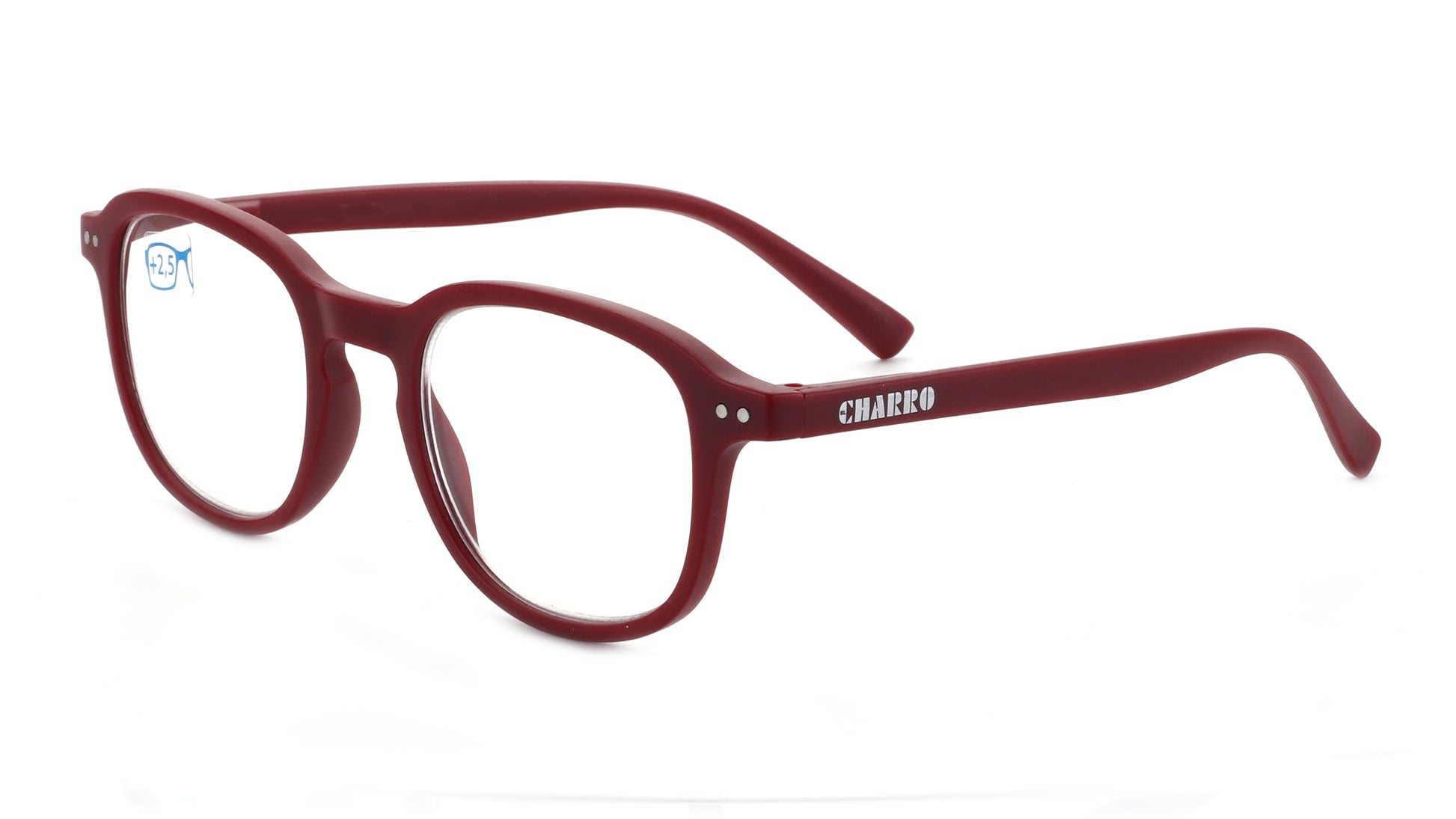 Occhiali da lettura El Charro Dakota +2.50 rosso, forma rotonda con pins metallo, vista frontale