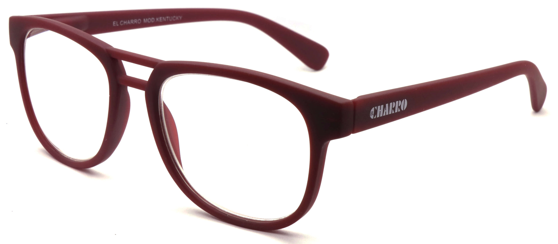 Occhiali da lettura El Charro Kentucky +3.50 rosso, montatura ampia con doppio ponte, rivestimento soft touch, vista frontale