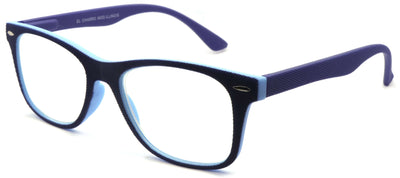 Occhiali da lettura El Charro Illinois +1.50 azzurro, forma rettangolare con rilievi tridimensionali, vista frontale