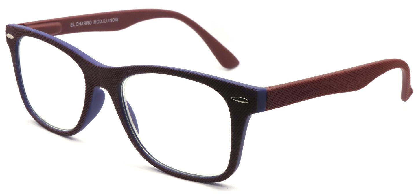 Occhiali da lettura El Charro Illinois +2.00 rosso, forma rettangolare con rilievi tridimensionali, vista frontale