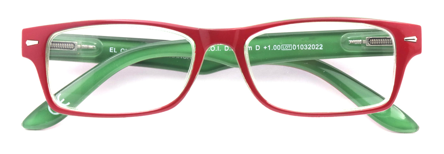 OCCHIALI DA LETTURA EL CHARRO KANSAS 3.00 - ROSSO E VERDE