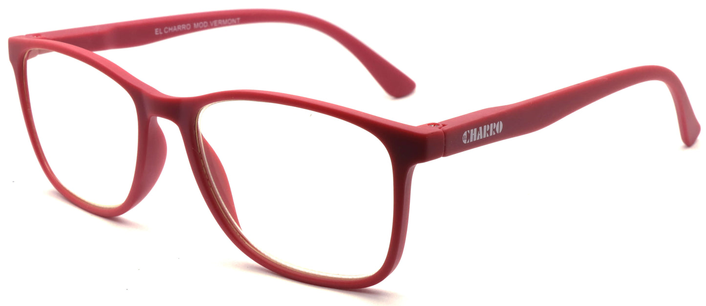 Occhiali El Charro Vermont 0.00 rosso, lenti anti-luce blu per schermi digitali, montatura rettangolare