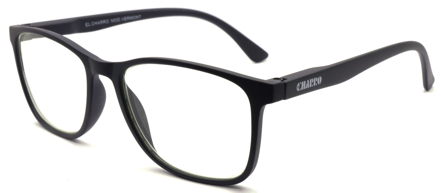 Occhiali El Charro Vermont 0.00 nero, lenti anti-luce blu per schermi digitali, montatura rettangolare