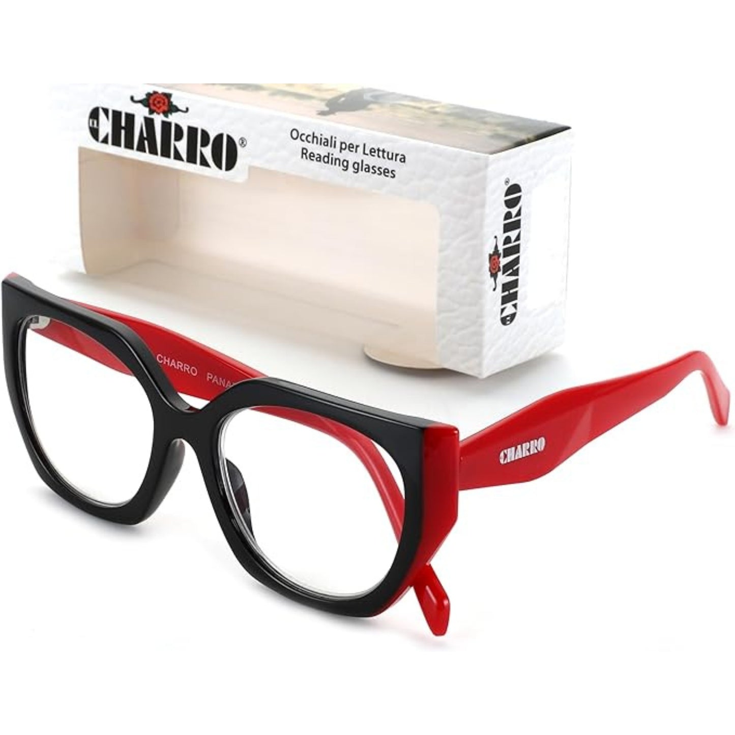 OCCHIALI DA LETTURA EL CHARRO PANAMA 1.50 - NERO-ROSSO