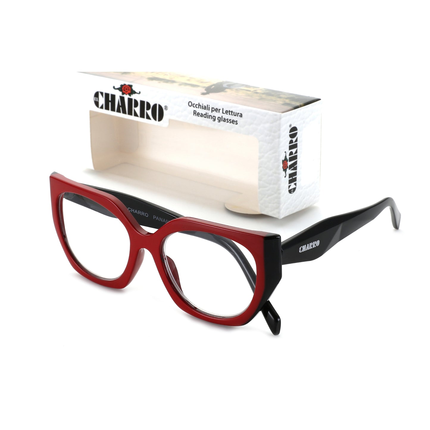 OCCHIALI DA LETTURA EL CHARRO PANAMA 3.00 - ROSSO-NERO