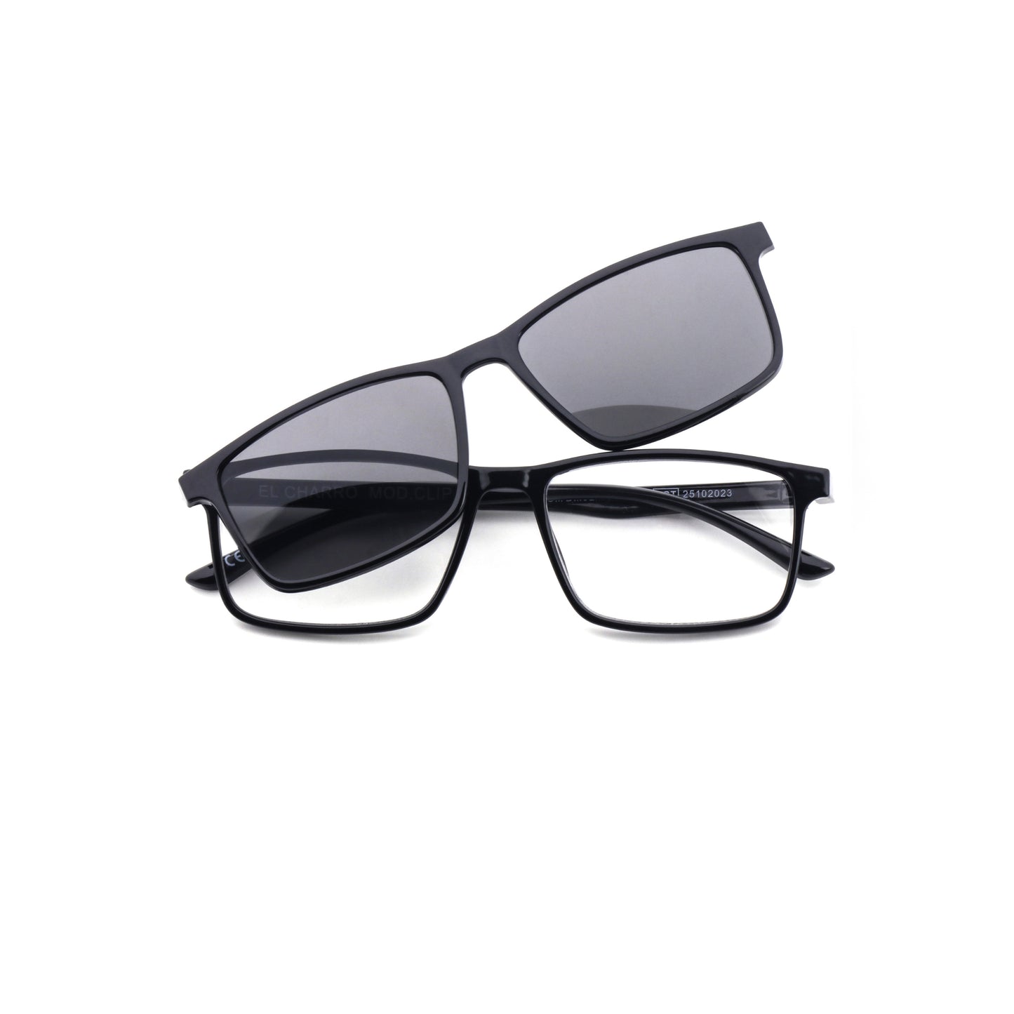 Occhiali El Charro Clip-On +1.00 nero con clip magnetica da sole lenti grigie