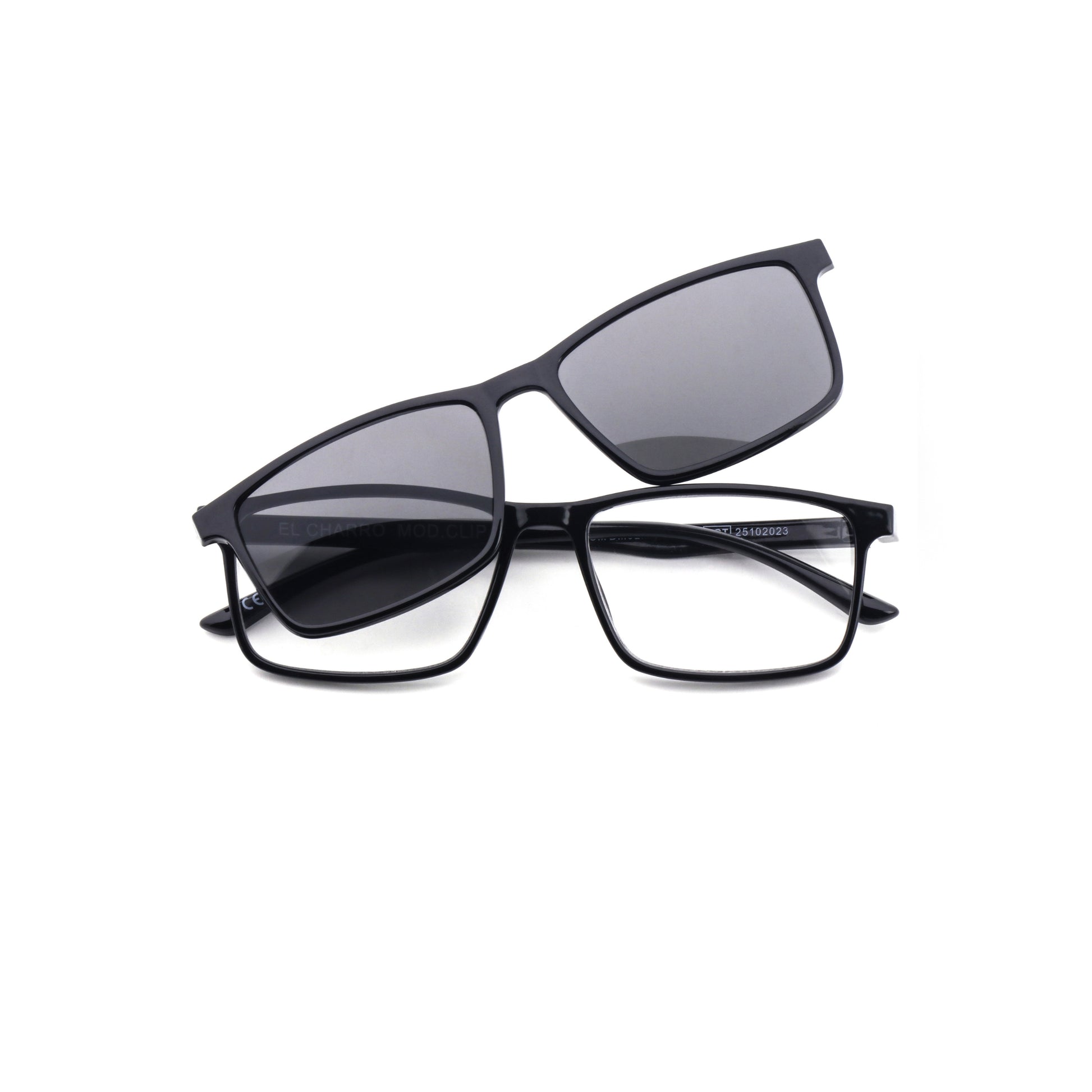 Occhiali El Charro Clip-On +1.00 nero con clip magnetica da sole lenti grigie
