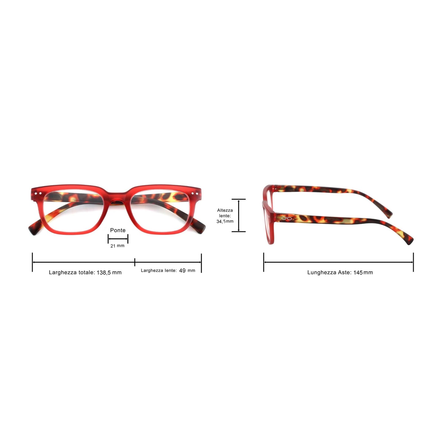 OCCHIALI DA LETTURA ROYAL 3.00 - ROSSO-TARTARUGA