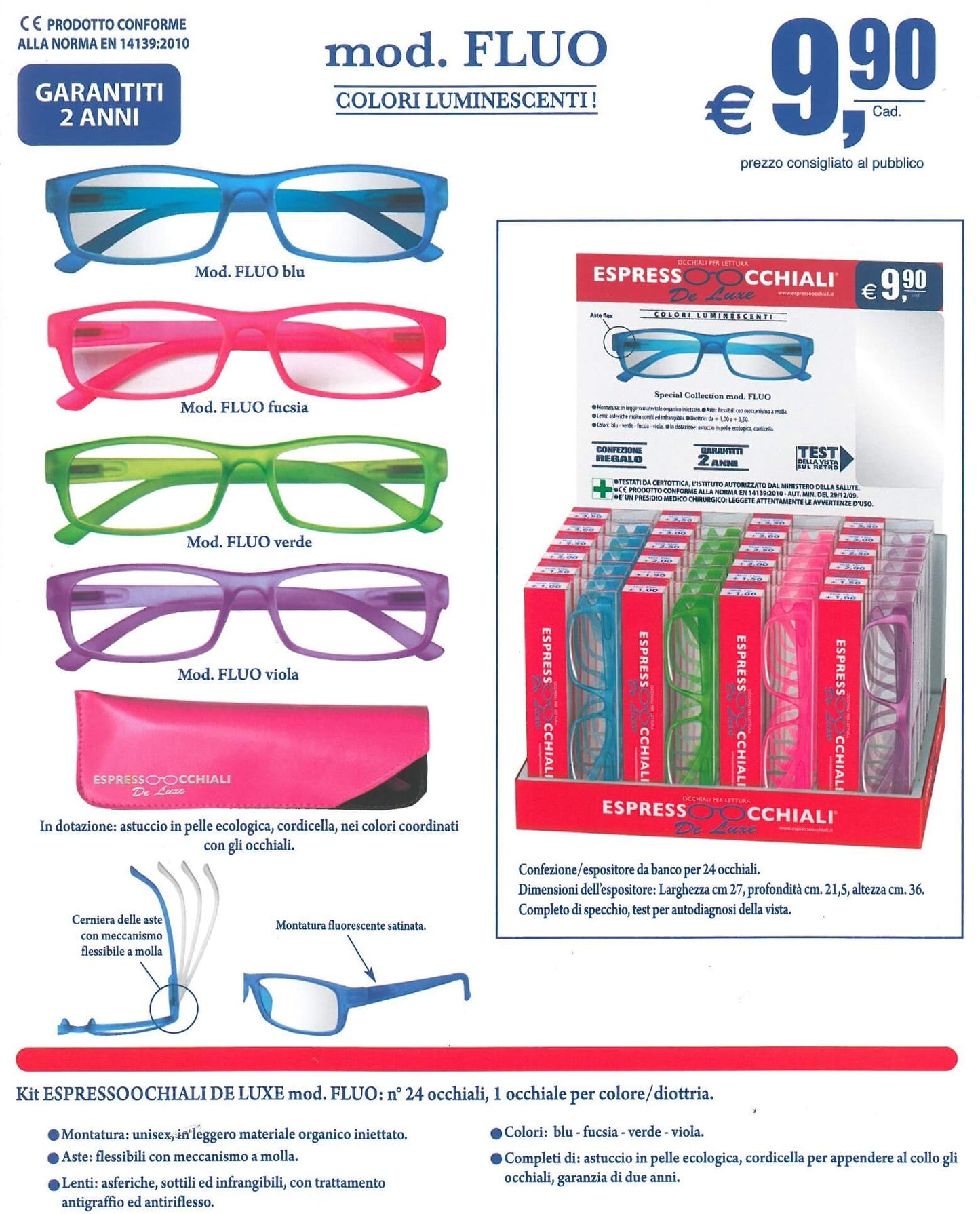 OCCHIALI DA LETTURA FLUO - 1.0  (4PZ)