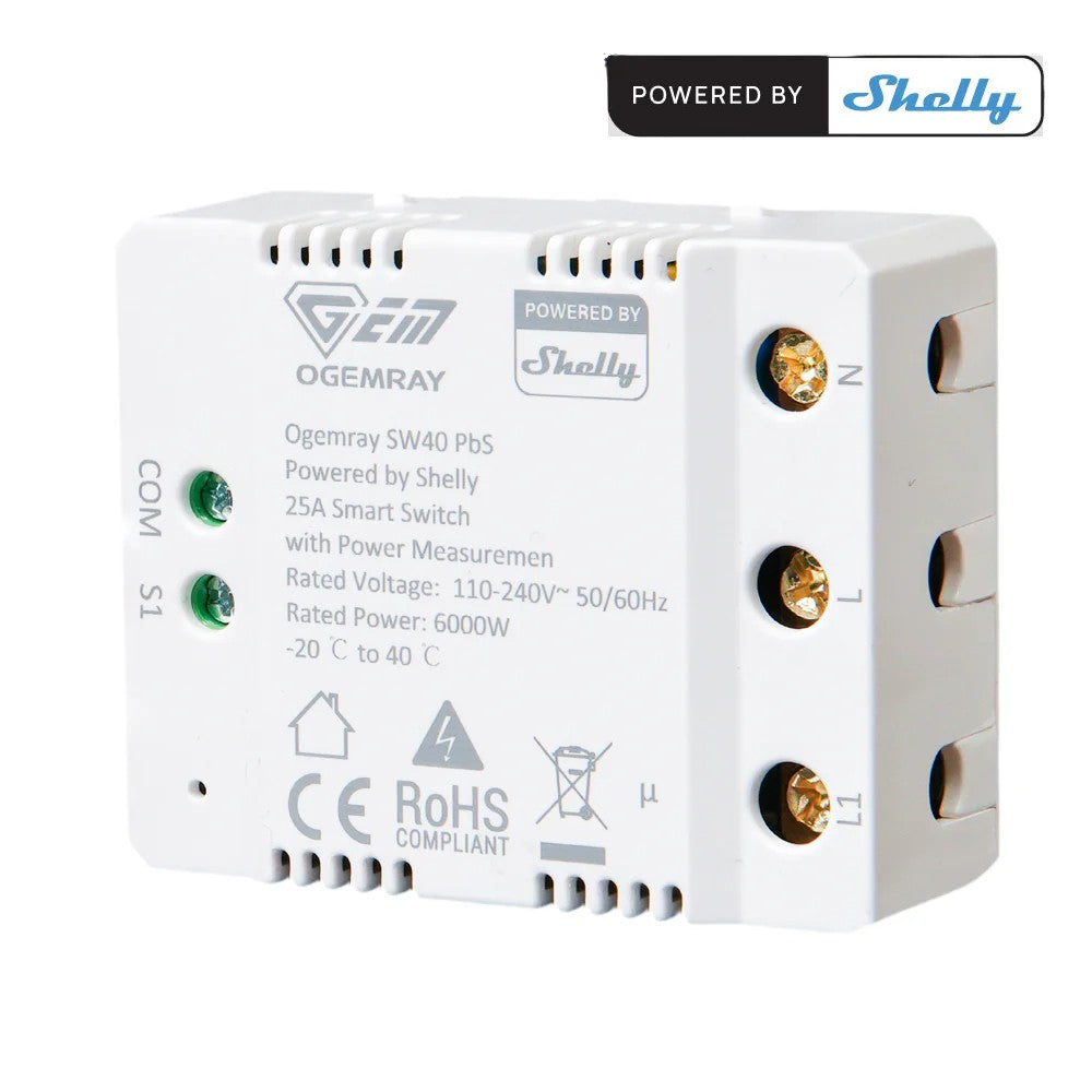 Shelly Ogemray Smart Relay 25A - relay intelligente Ogemray 25A + PM