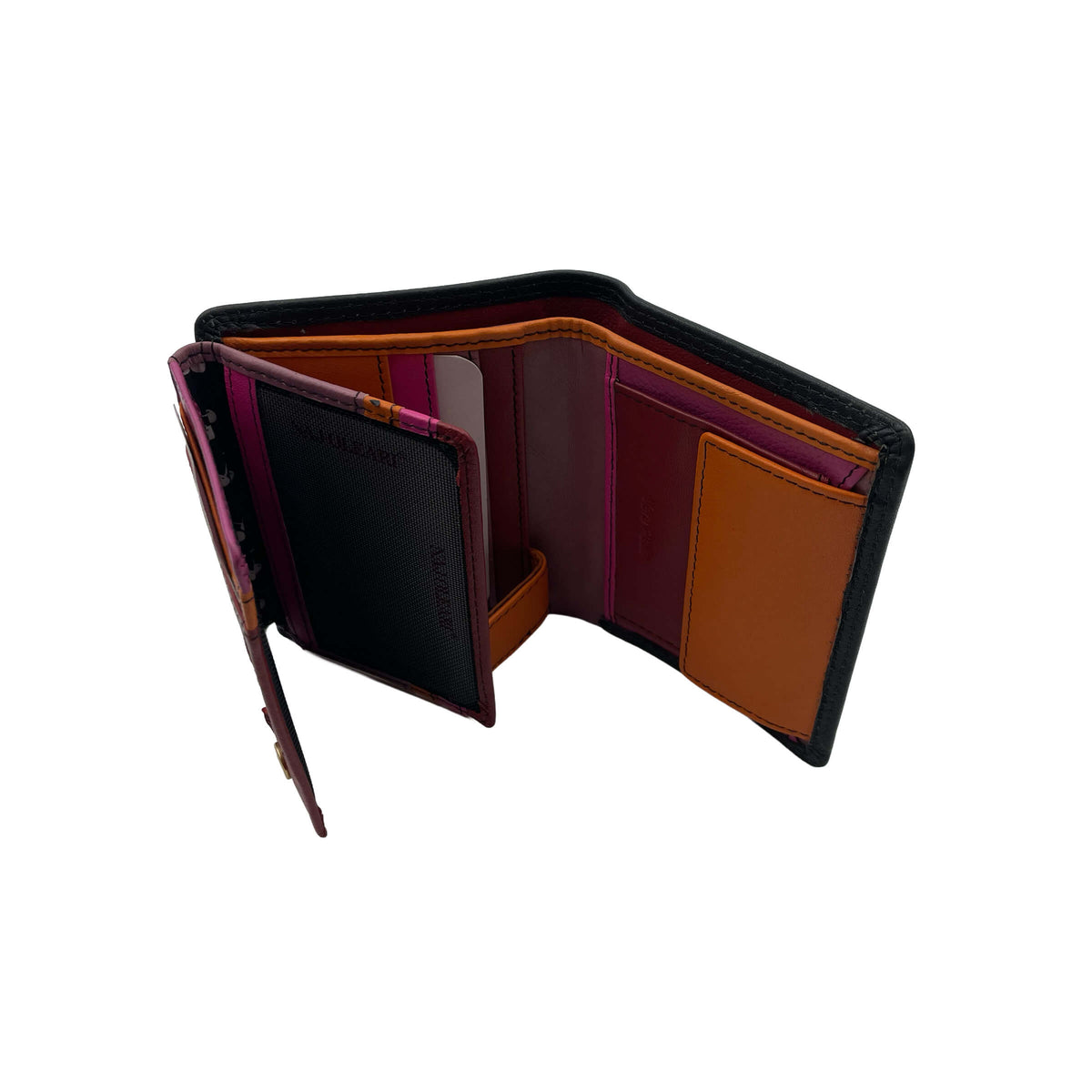 Naj Oleari Portafoglio in Vera Pelle Nero con Interno Multicolore - 1837/RW3 NE