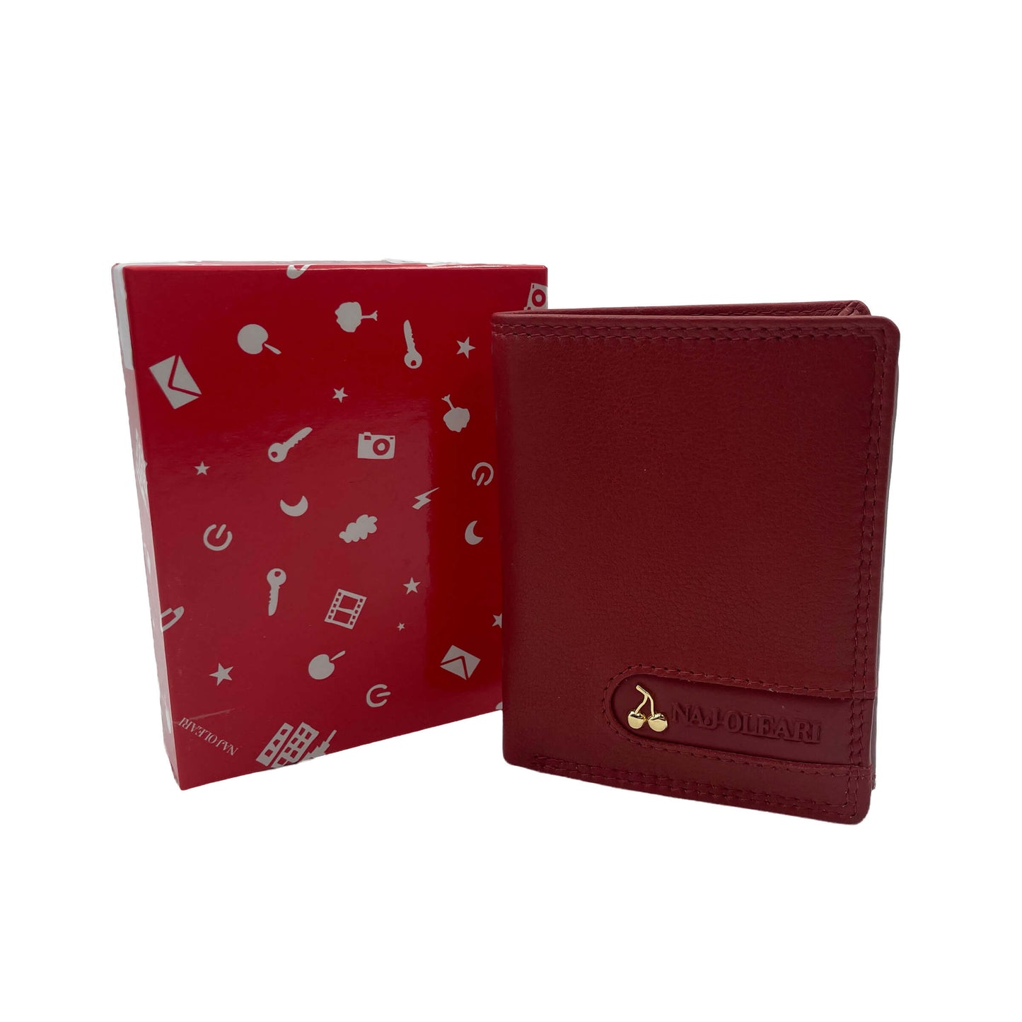 Naj Oleari Portafoglio in Vera Pelle Rosso con Interno Multicolore - 1837/RW3 RS