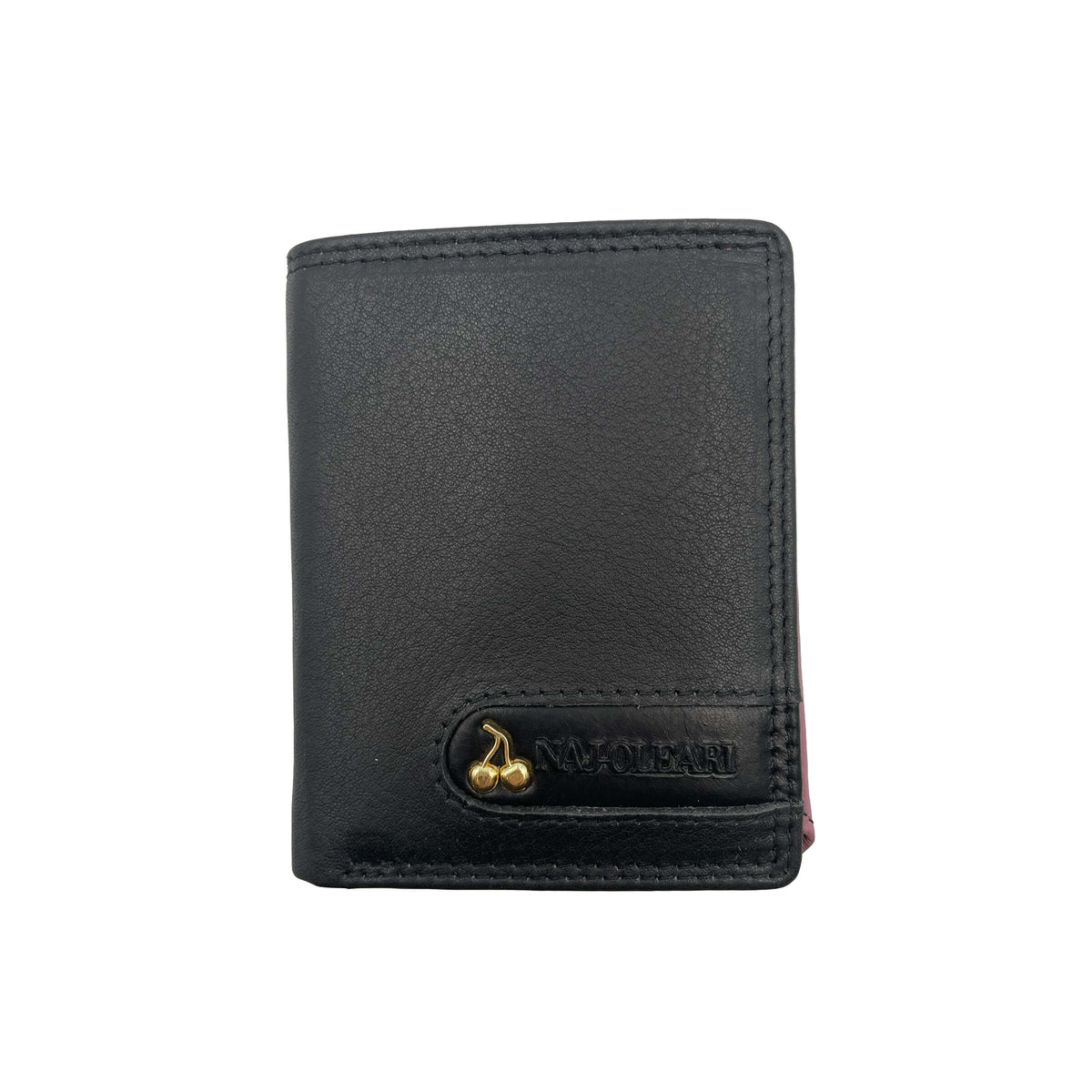 Naj Oleari Portafoglio in Vera Pelle Nero con Interno Multicolore - 1837/RW3 NE