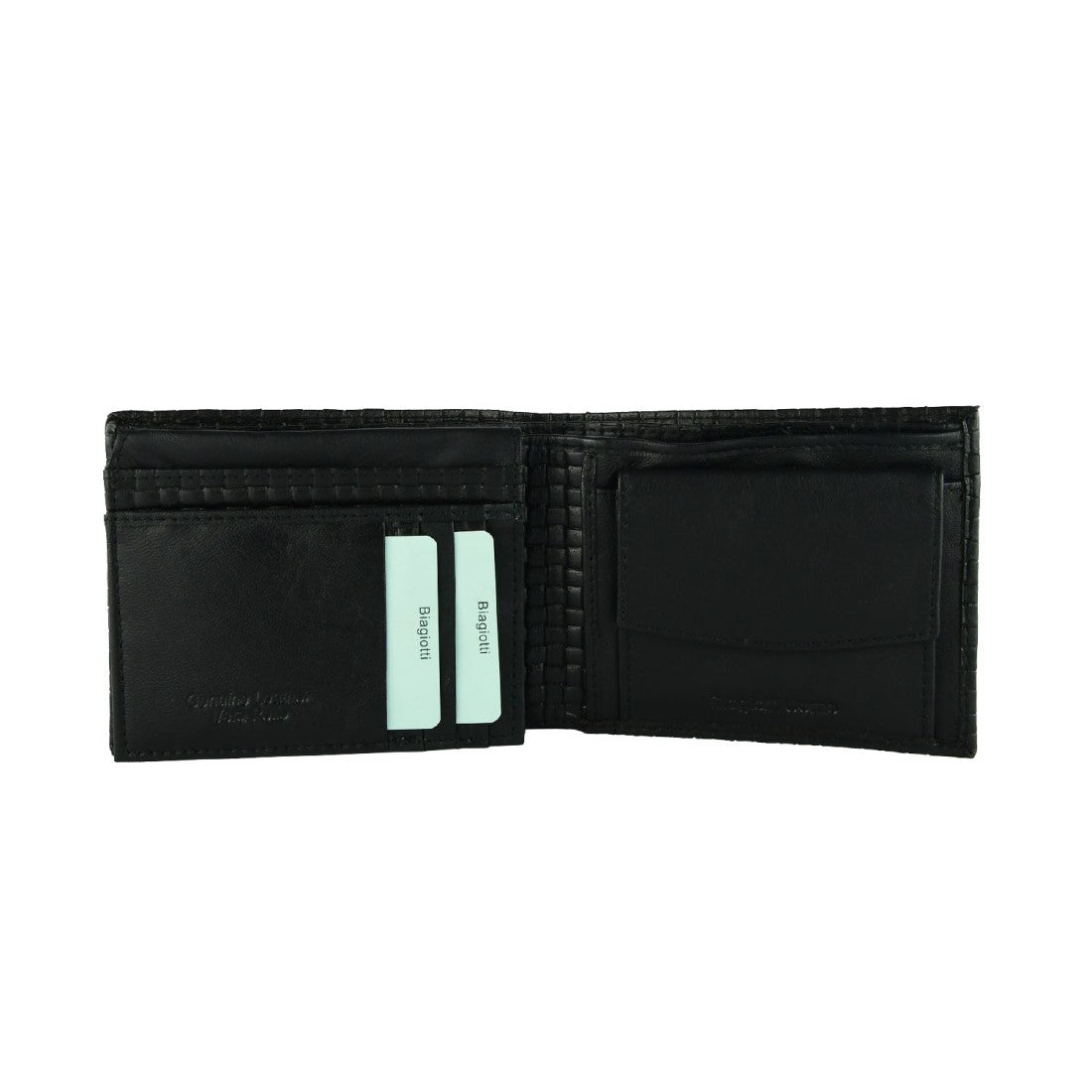 Portafoglio uomo Biagiotti vera pelle nero aperto 8 slot P02057G