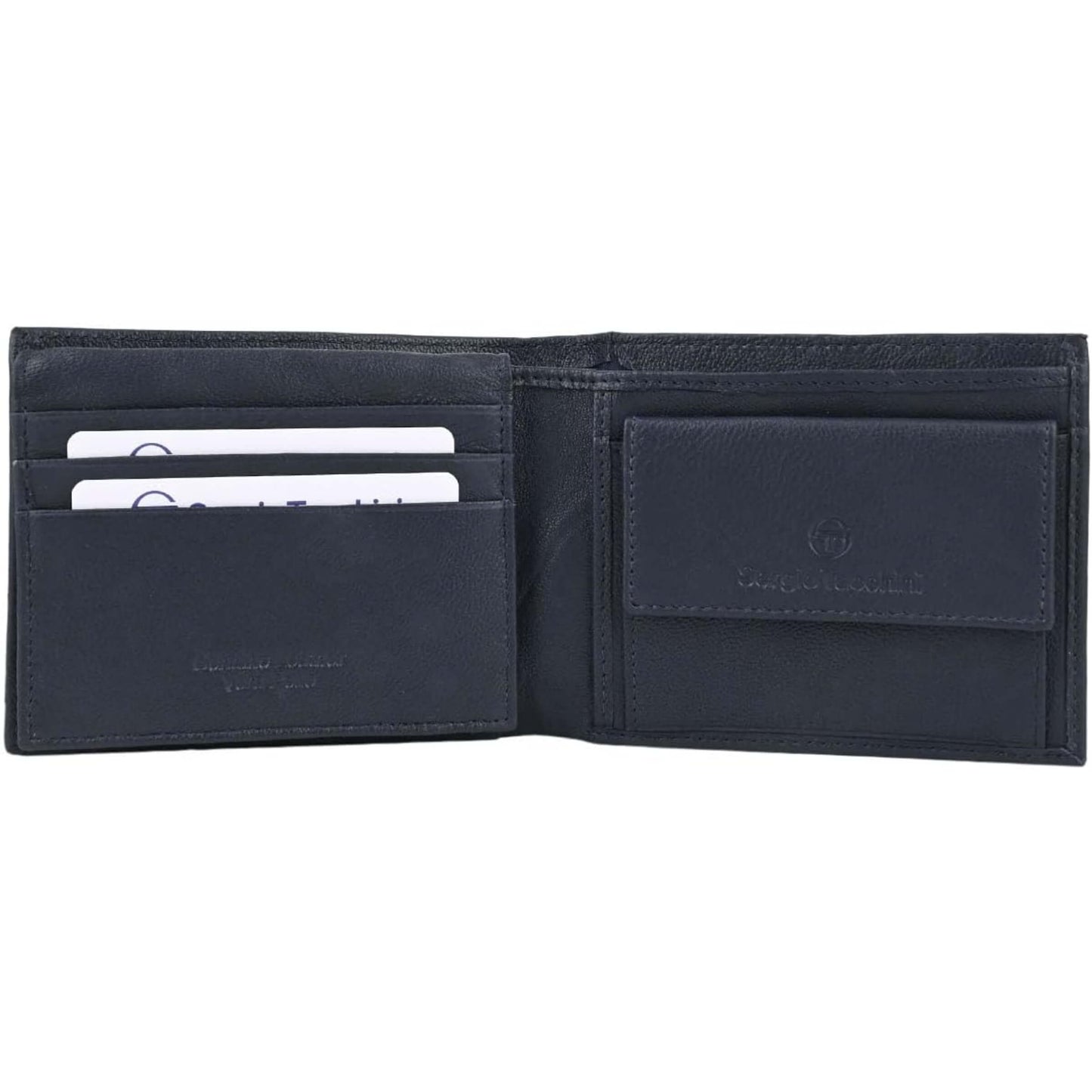 Portafoglio Tacchini navy blu aperto scomparti interni P02061B