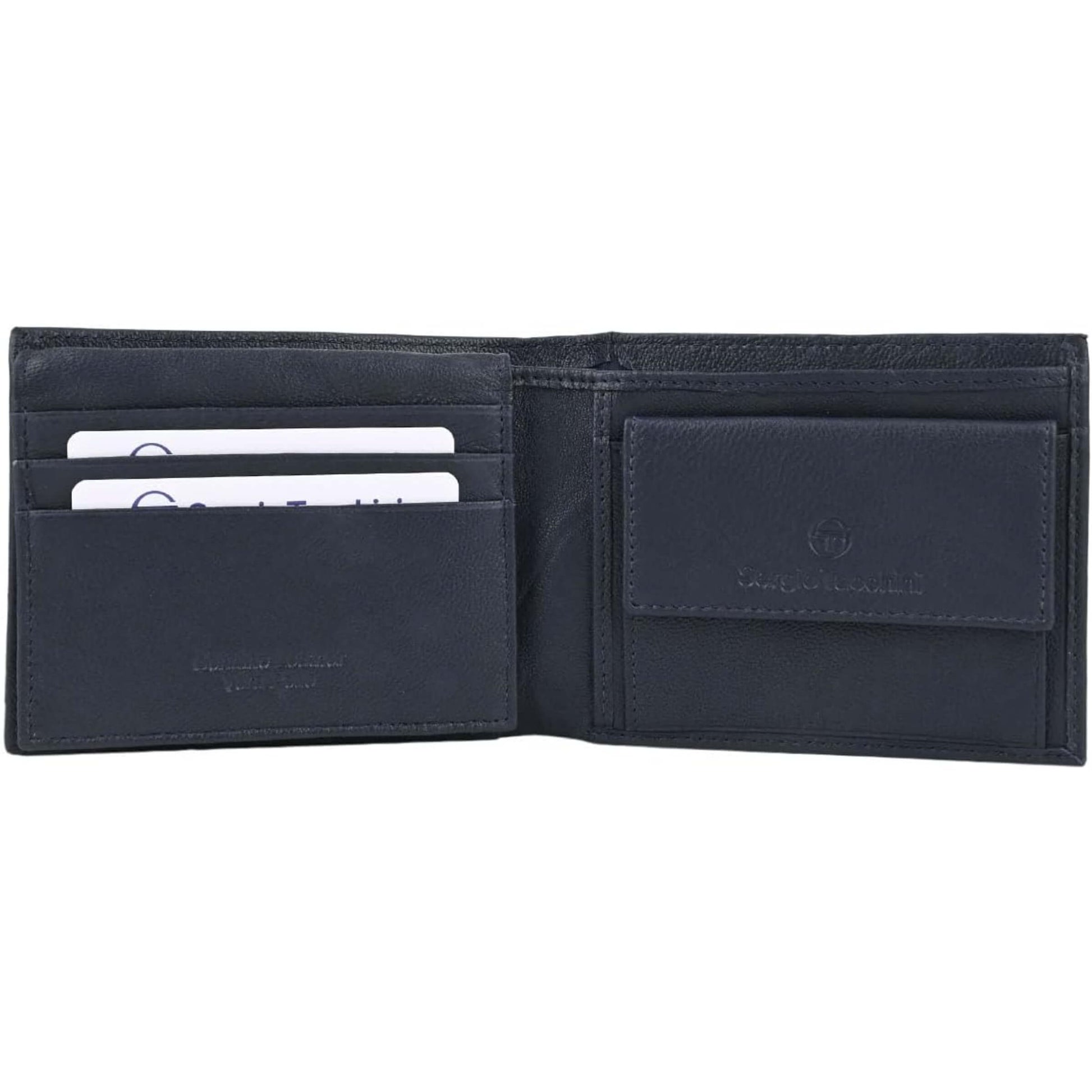 Portafoglio Tacchini navy blu aperto scomparti interni P02061B