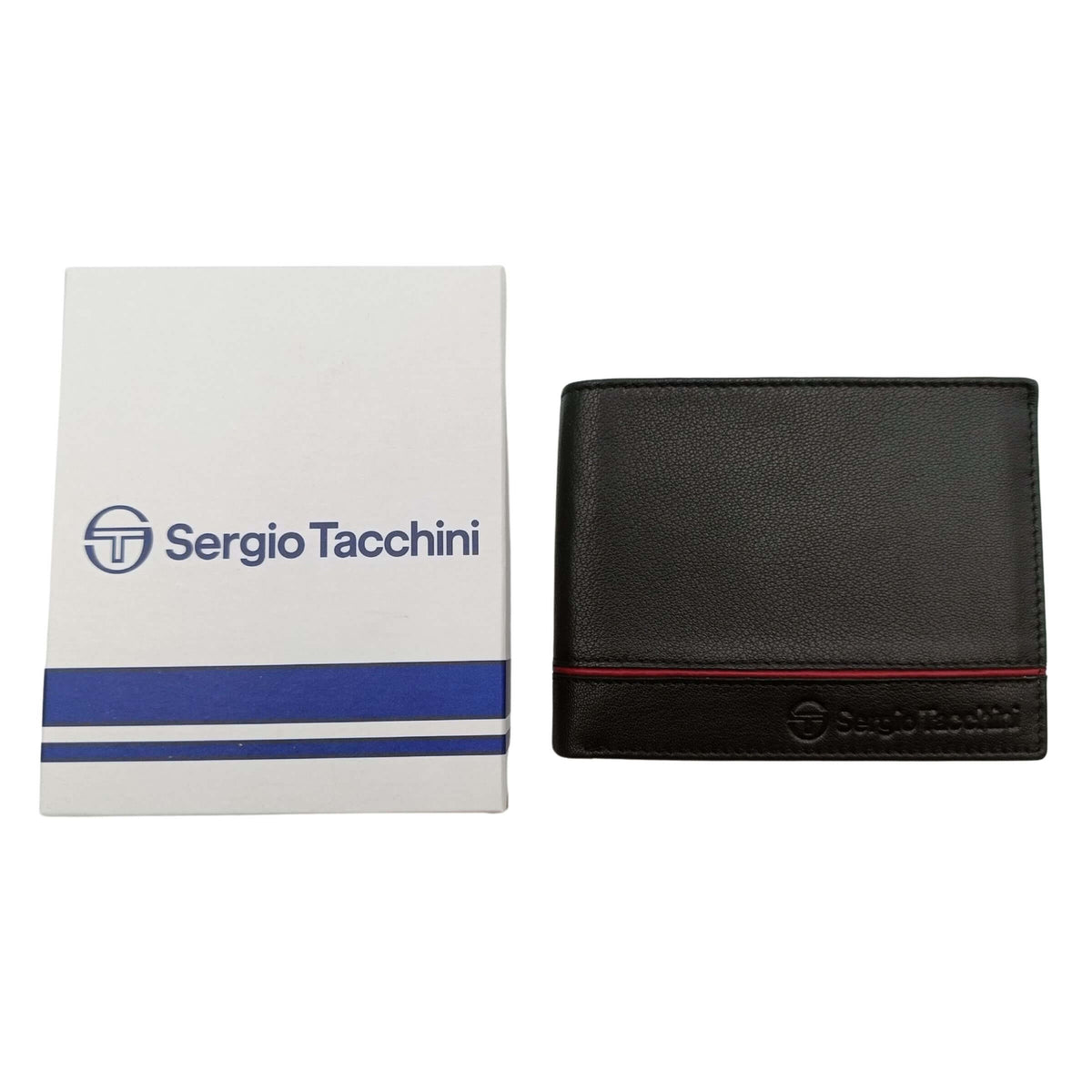 PORTAFOGLIO DA UOMO SERGIO TACCHINI NERO IN VERA PELLE CON BORDO ROSSO - K50133P029NER