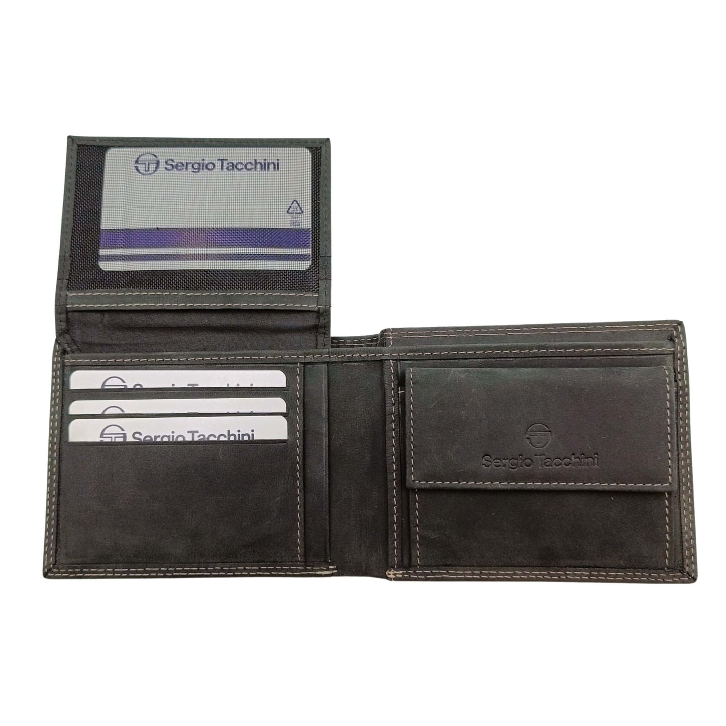 Portafoglio uomo Tacchini nero logo frontale rilievo P02061E