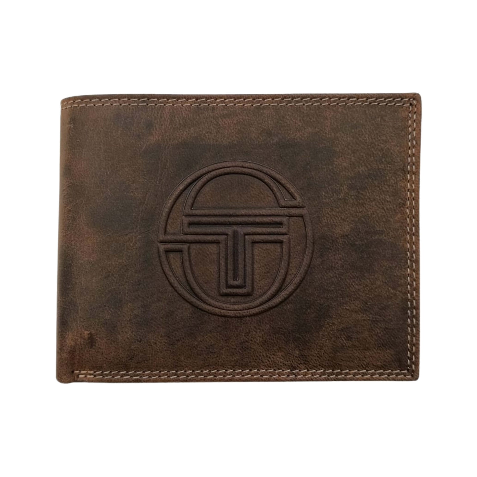 Portafoglio uomo Tacchini vera pelle testa moro logo cuciture P02061F