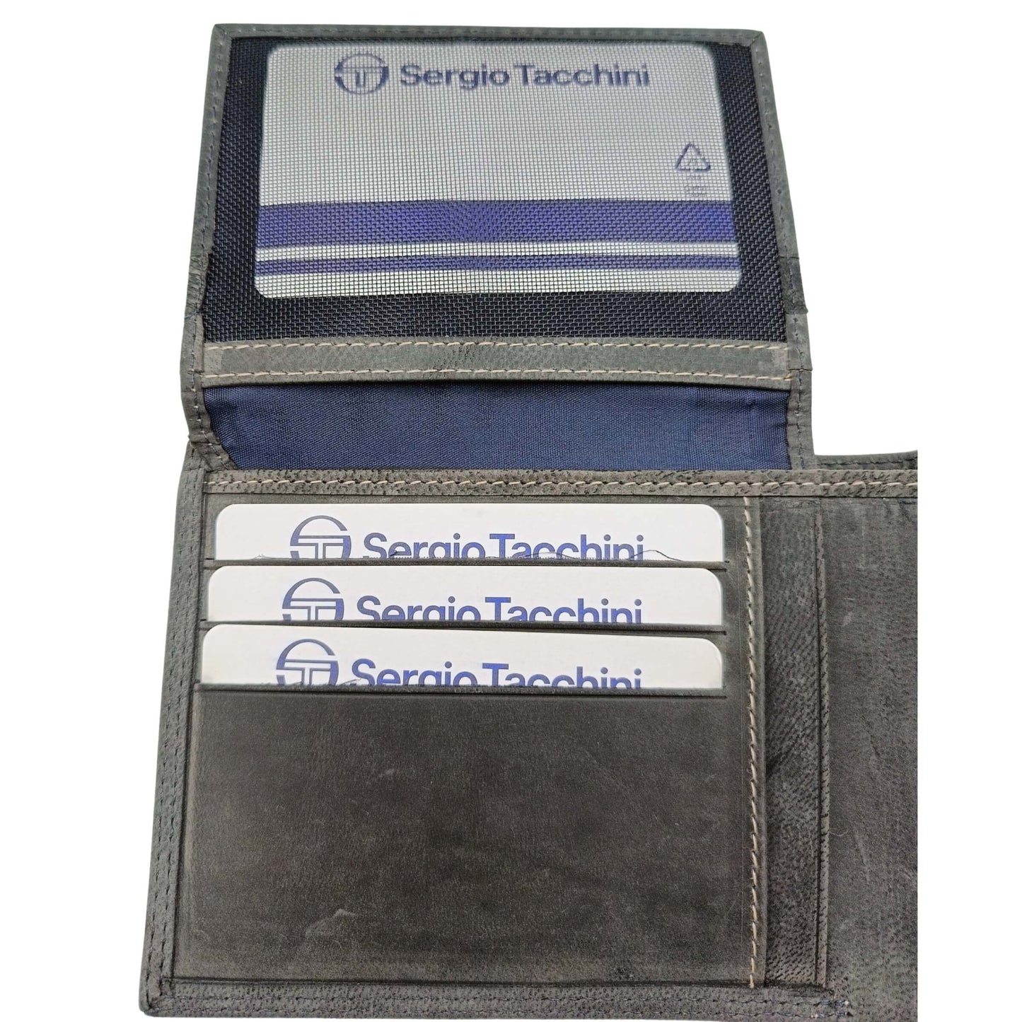 PORTAFOGLIO DA UOMO SERGIO TACCHINI NAVY BLU IN VERA PELLE CON LOGO E CUCITURE A CONTRASTO - K501085P029NAV