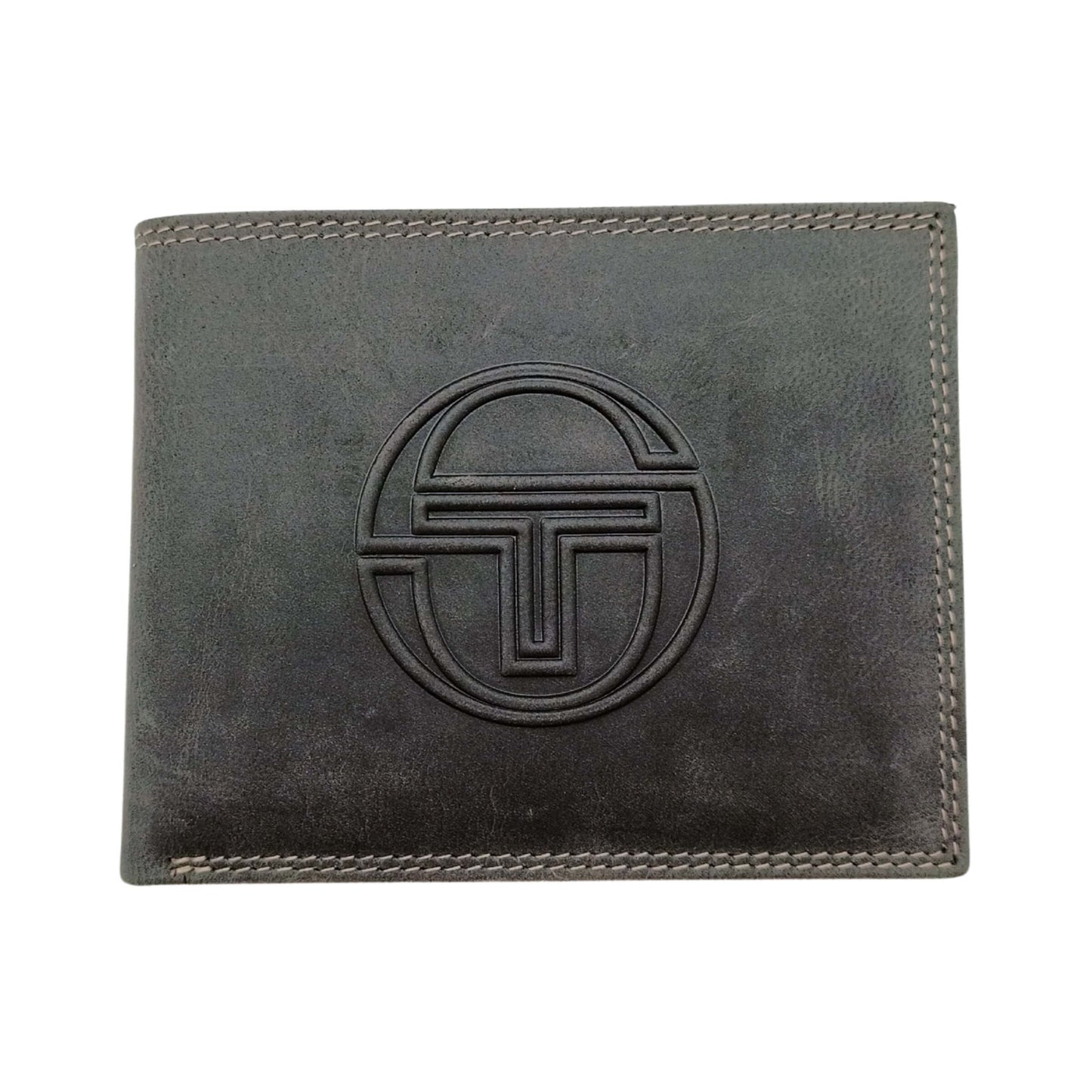 Portafoglio uomo Tacchini vera pelle blu navy logo cuciture P02061G