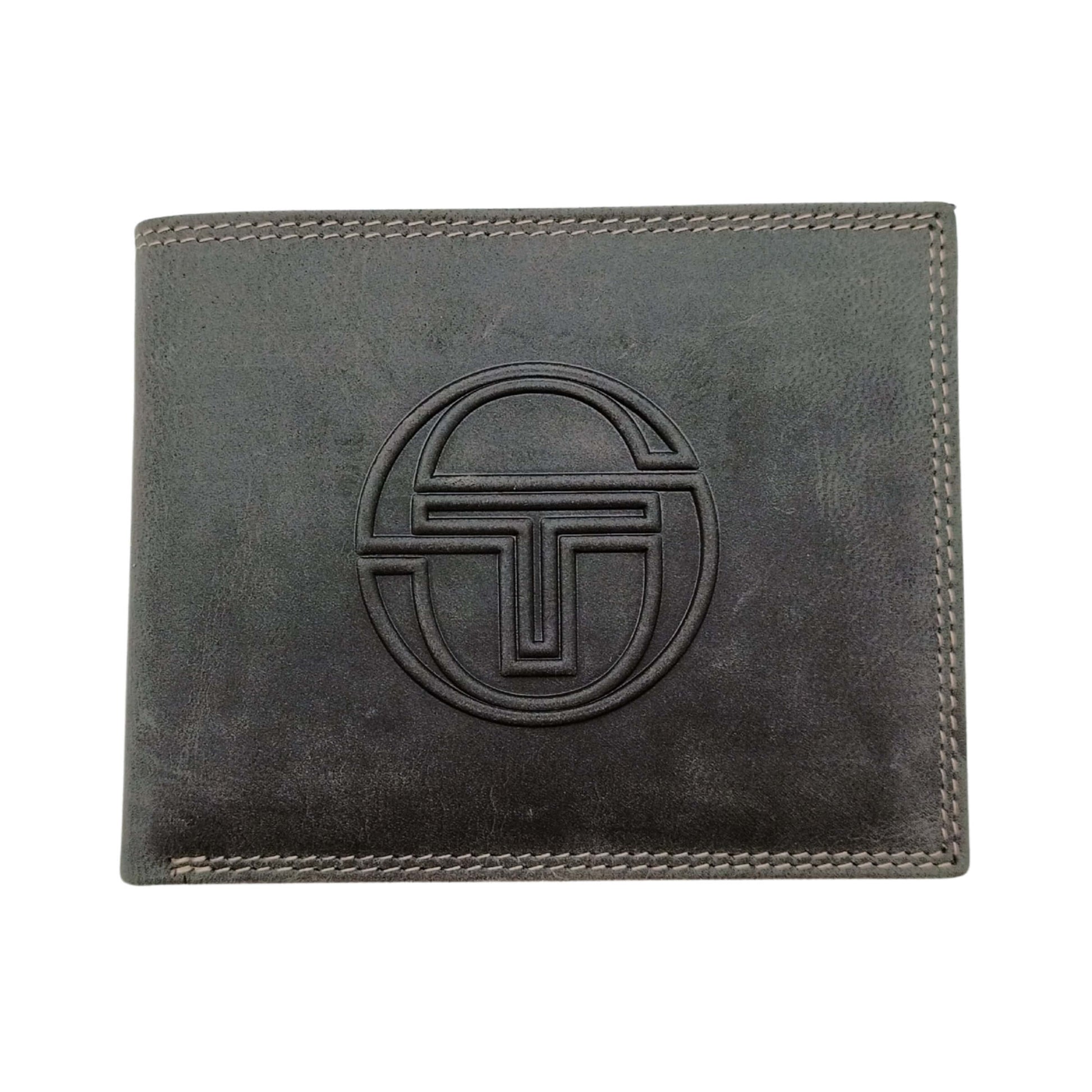 Portafoglio uomo Tacchini vera pelle blu navy logo cuciture P02061G