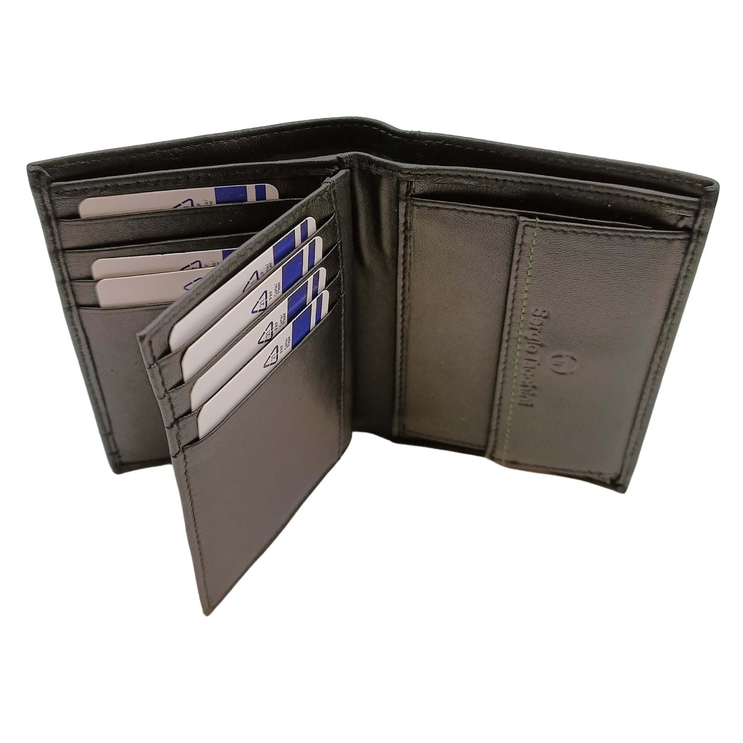 Portafoglio Tacchini verticale pelle nera targhetta metallo P02061I