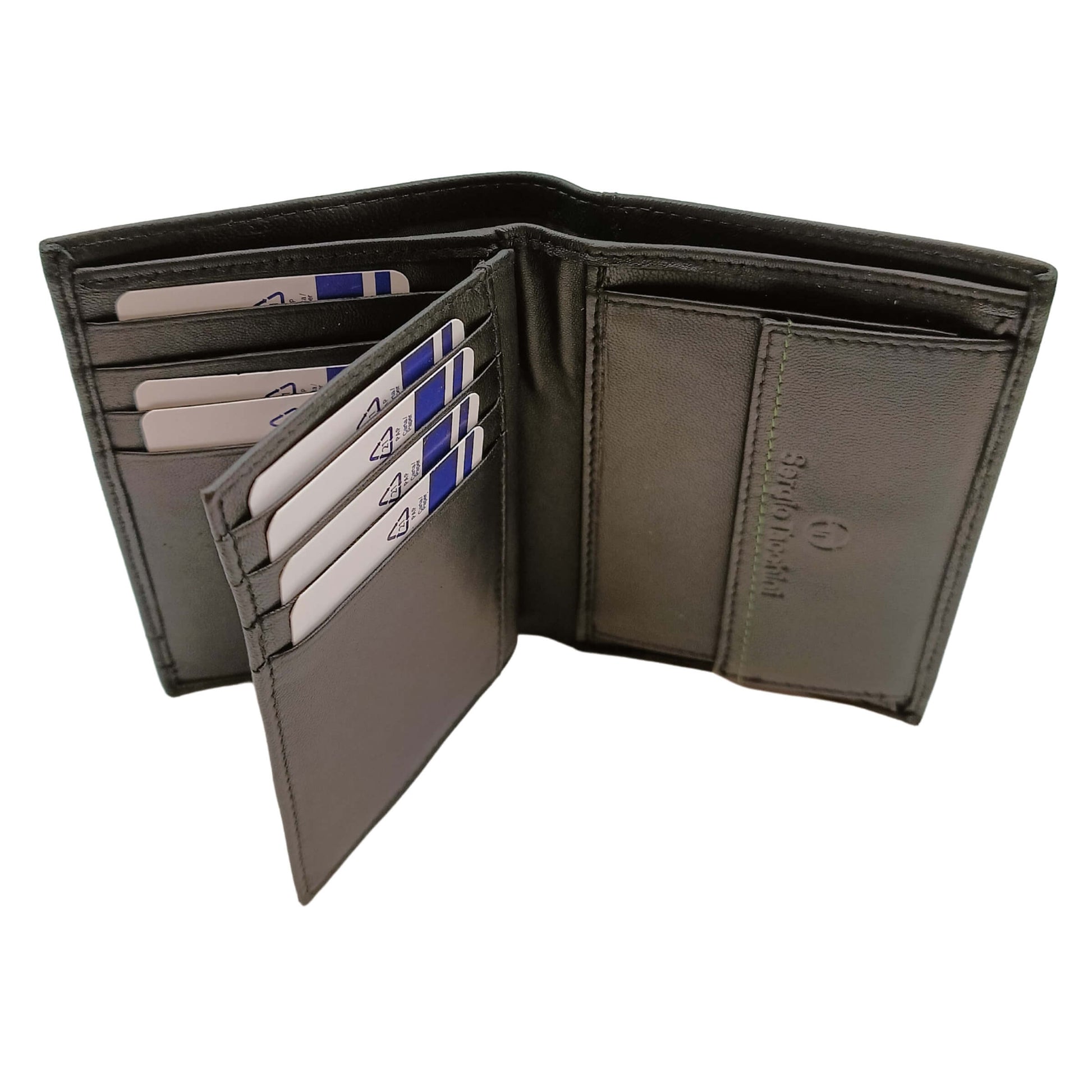 Portafoglio Tacchini verticale pelle nera targhetta metallo P02061I