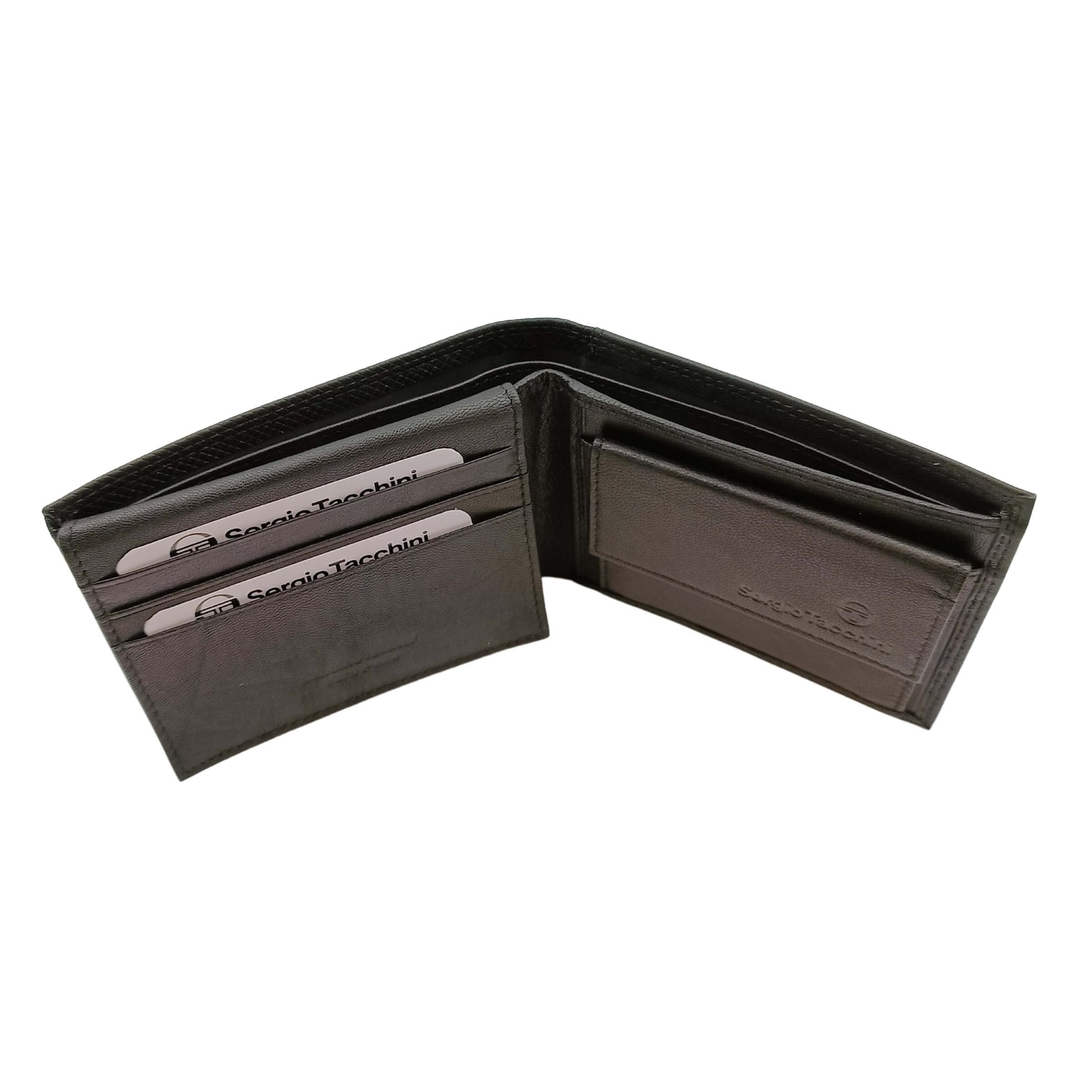 Portafoglio Tacchini nero vera pelle goffratura vista P02061K