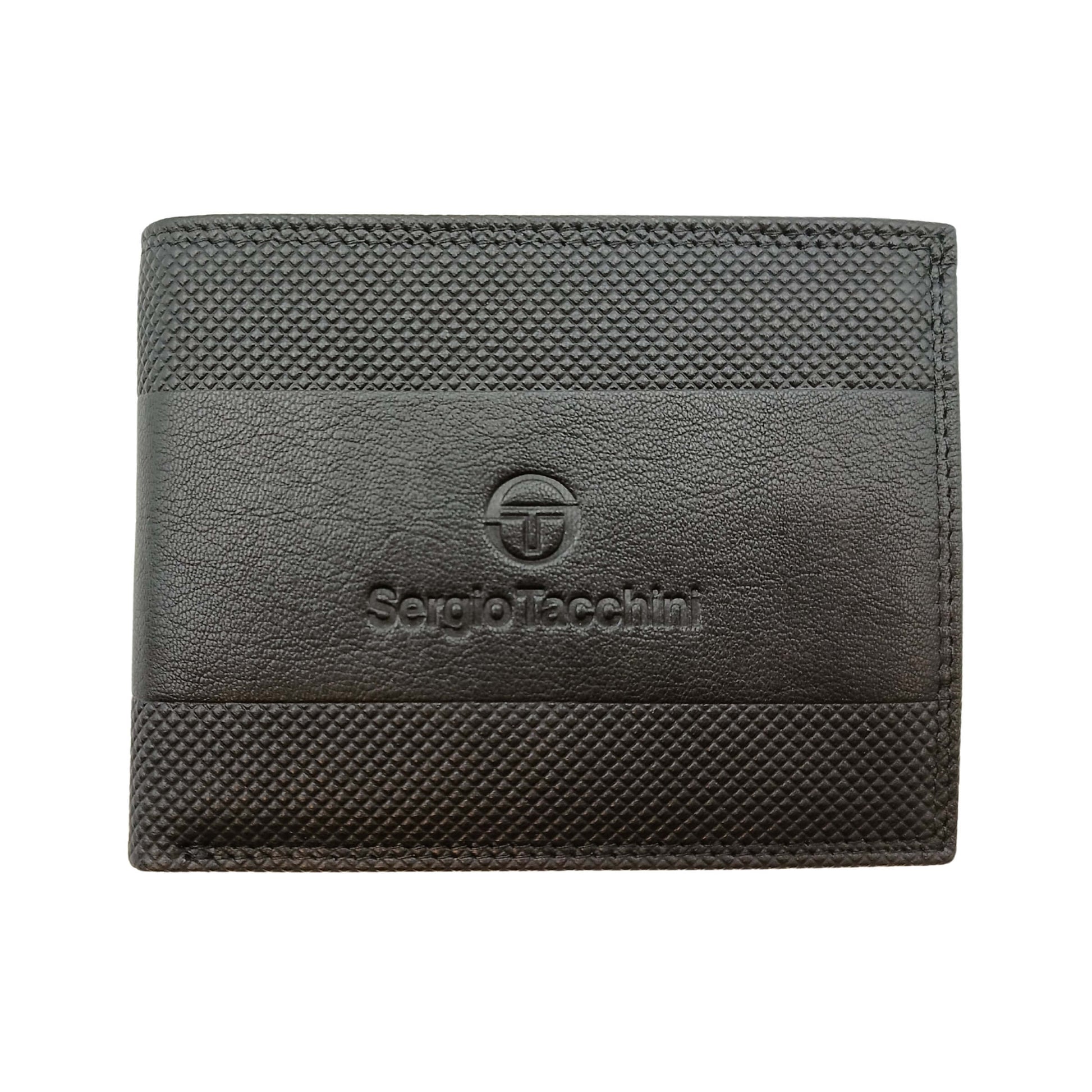 Portafoglio uomo Tacchini vera pelle nera goffratura laterale P02061K