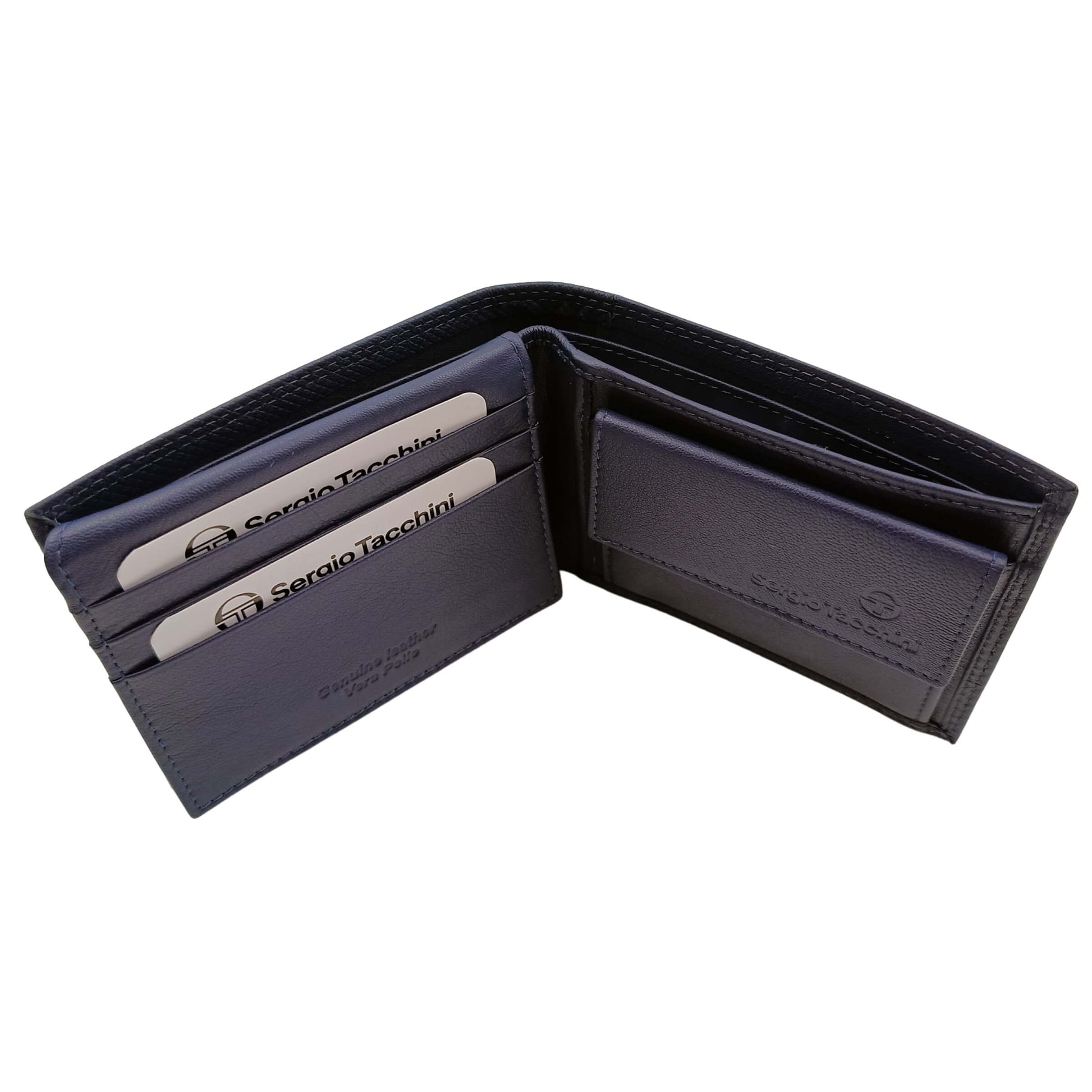 Portafoglio Tacchini blu navy vera pelle dettaglio P02061M