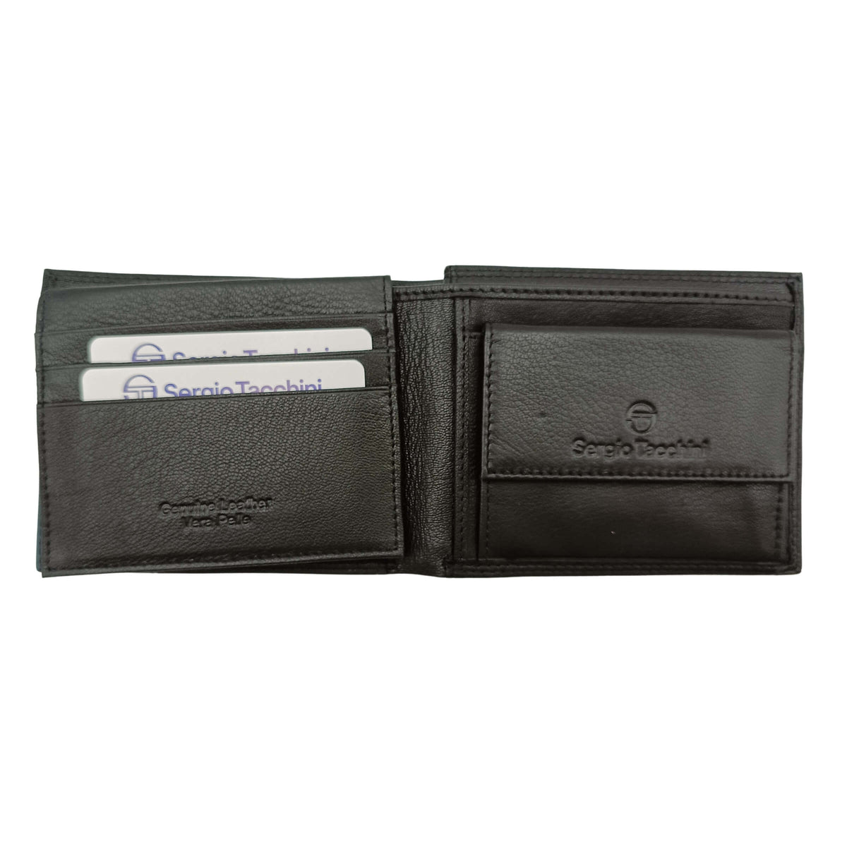 PORTAFOGLIO DA UOMO SERGIO TACCHINI NERO IN VERA PELLE CON ANGOLARE BLU - K50132P029NER