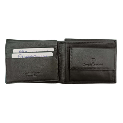 PORTAFOGLIO DA UOMO SERGIO TACCHINI NERO IN VERA PELLE CON ANGOLARE BLU - K50132P029NER