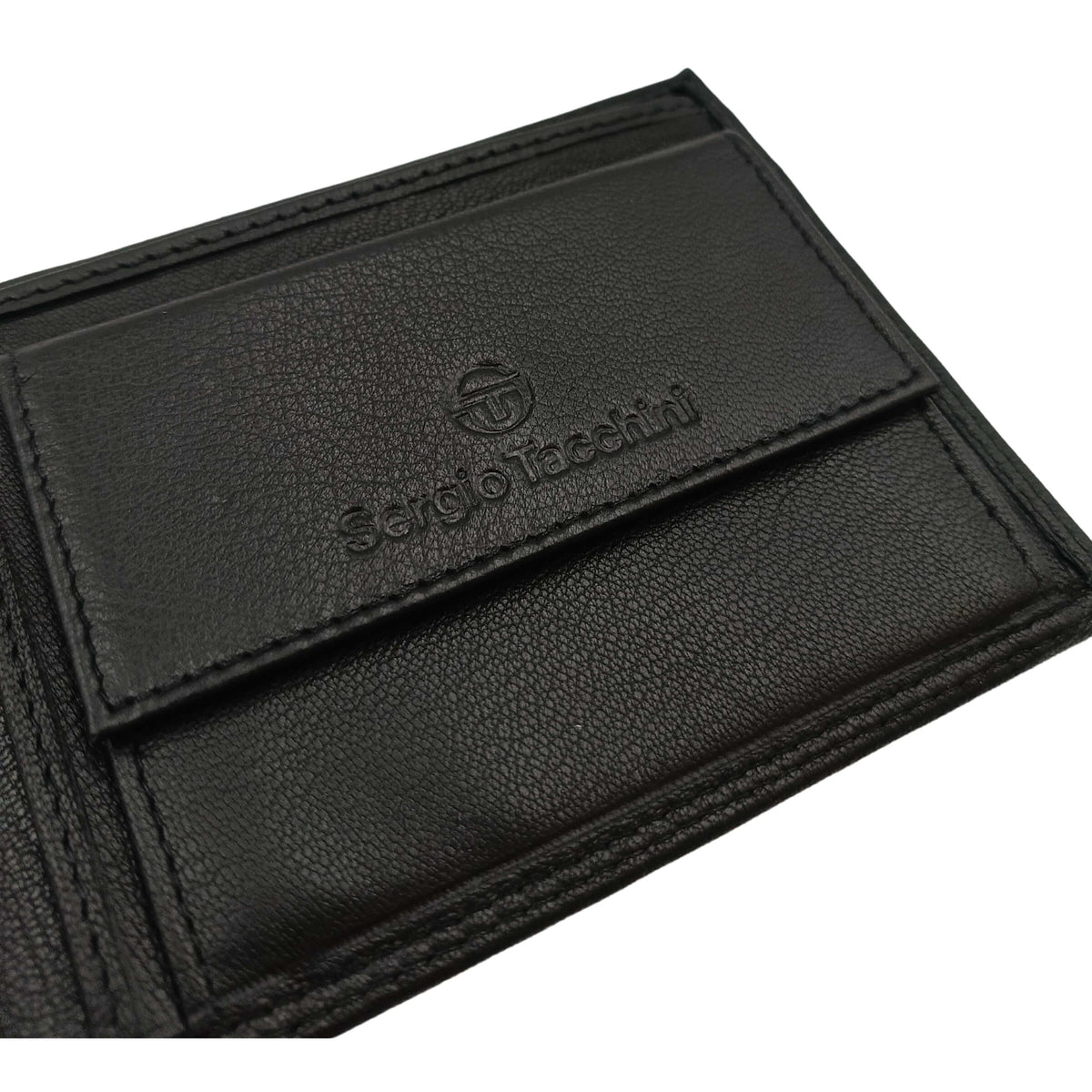 PORTAFOGLIO DA UOMO SERGIO TACCHINI NERO IN VERA PELLE CON ANGOLARE BLU - K50132P029NER