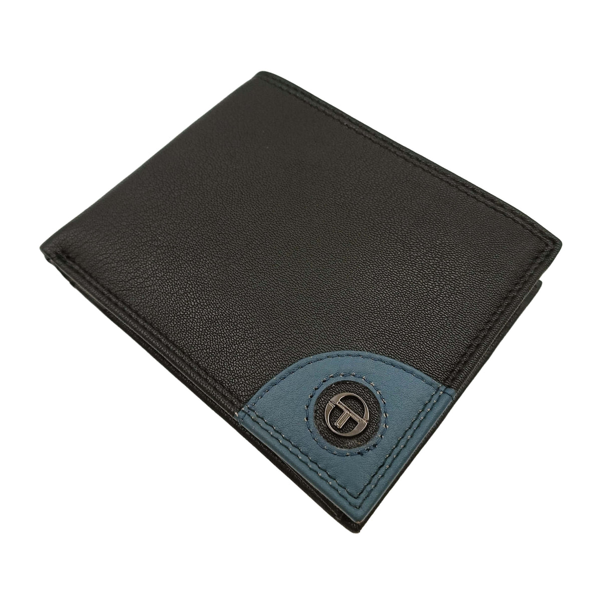 PORTAFOGLIO DA UOMO SERGIO TACCHINI NERO IN VERA PELLE CON ANGOLARE BLU - K50132P029NER