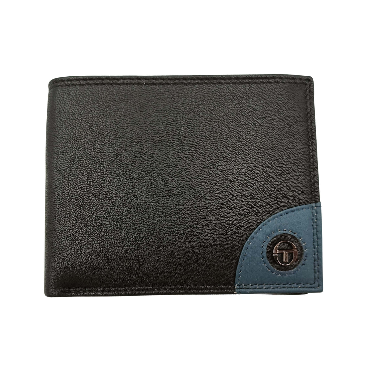 PORTAFOGLIO DA UOMO SERGIO TACCHINI NERO IN VERA PELLE CON ANGOLARE BLU - K50132P029NER
