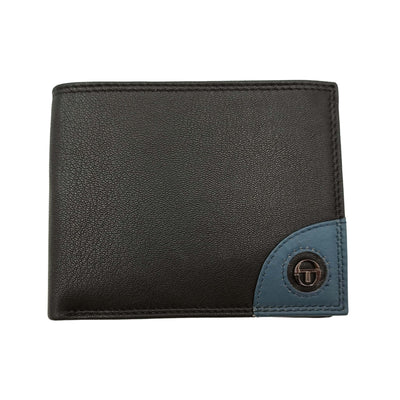 PORTAFOGLIO DA UOMO SERGIO TACCHINI NERO IN VERA PELLE CON ANGOLARE BLU - K50132P029NER