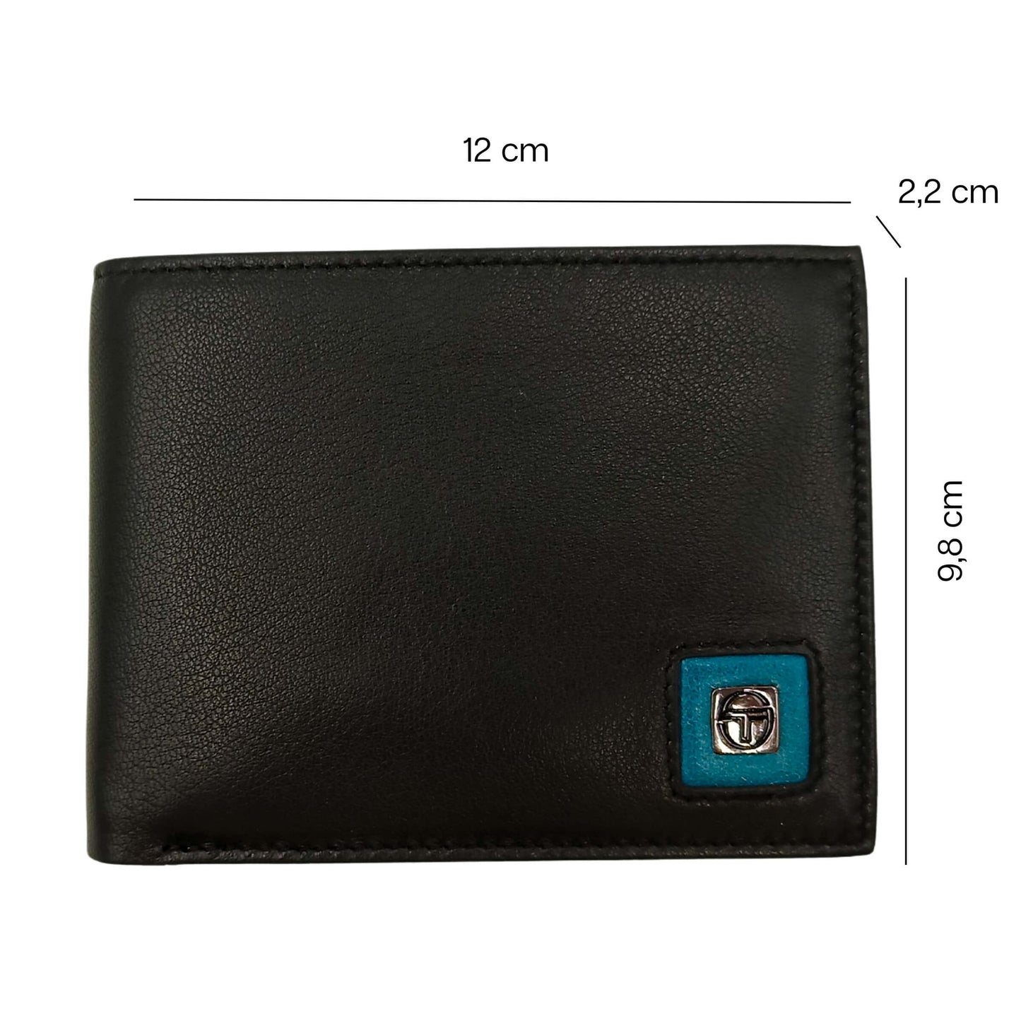 PORTAFOGLIO DA UOMO SERGIO TACCHINI NERO IN VERA PELLE CON INNESTO AZZURRO PETROLIO - K50060P029NER