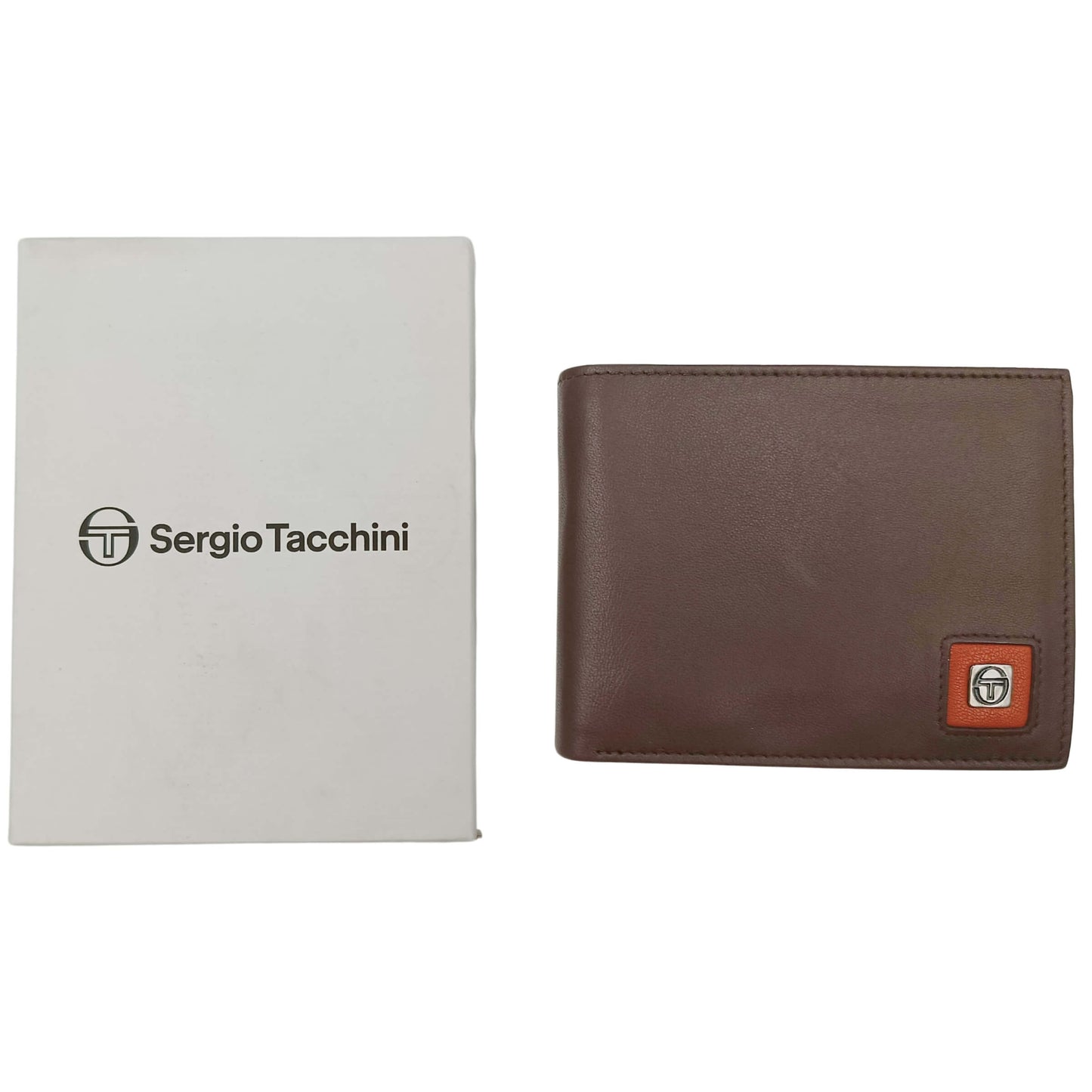 PORTAFOGLIO DA UOMO SERGIO TACCHINI TESTA DI MORO IN VERA PELLE CON INNESTO ARANCIONE - K50060P029TM