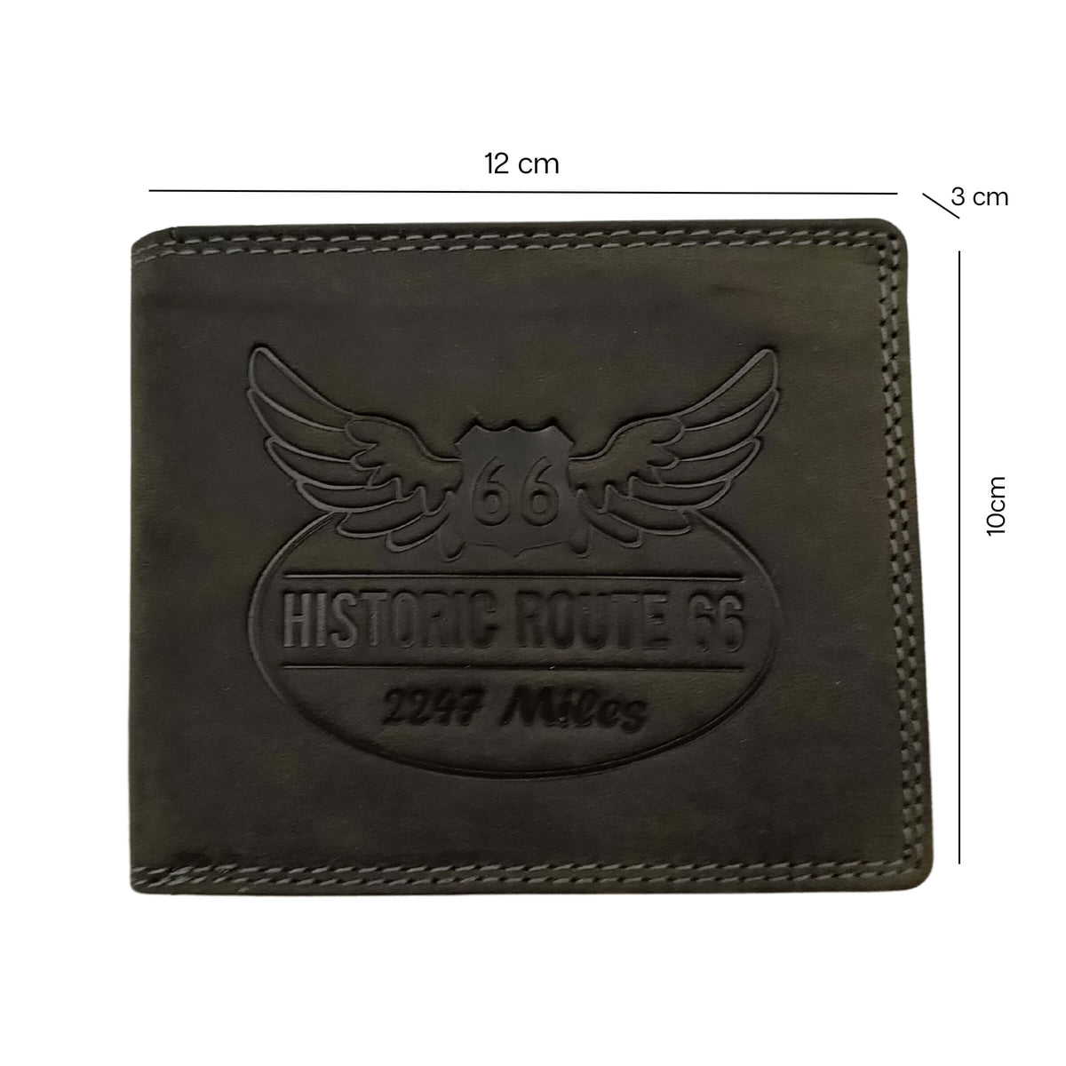 PORTAFOGLIO DA UOMO ROUTE 66 NERO IN VERA PELLE CON LOGO INCISO - 1916ROAD2 NE