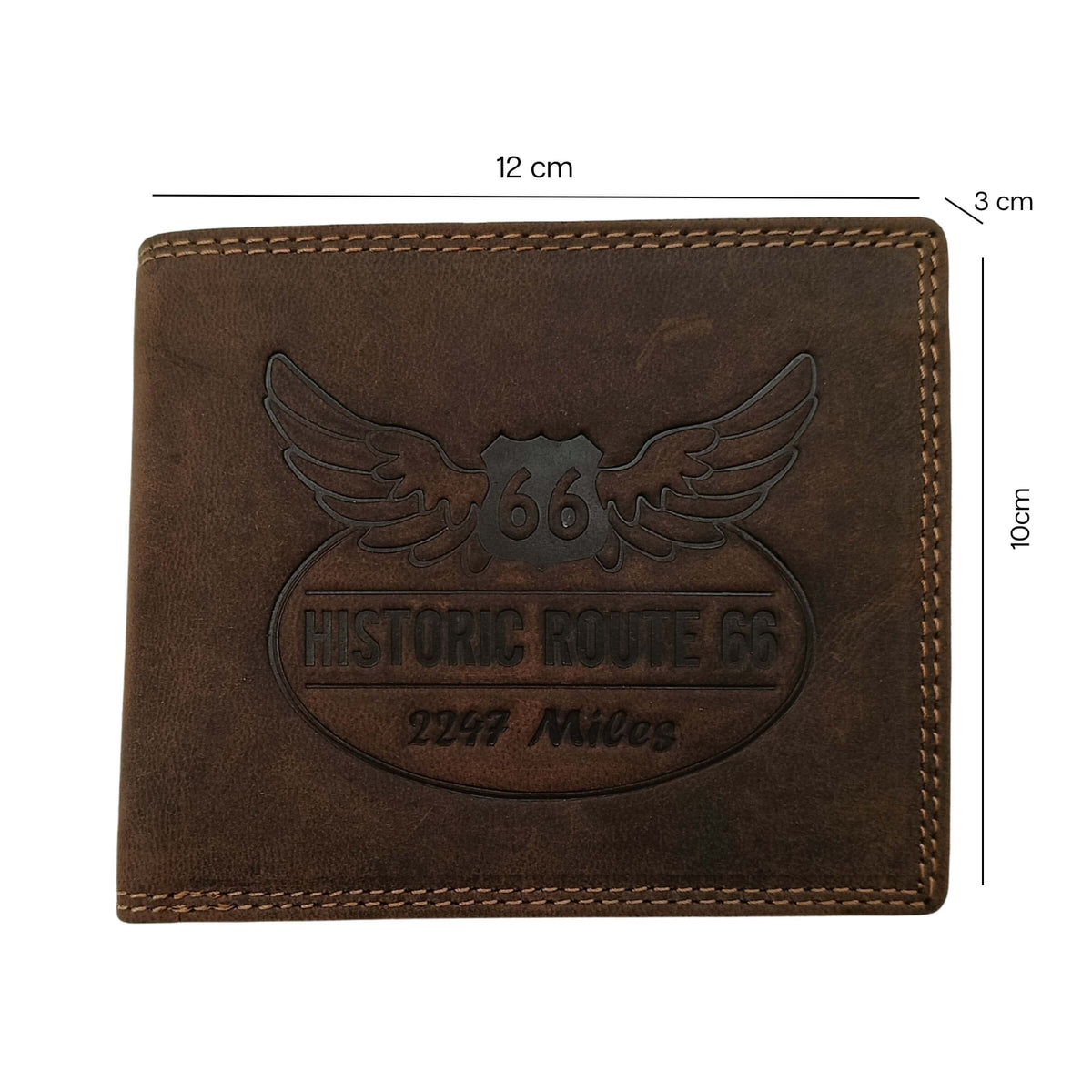 PORTAFOGLIO DA UOMO ROUTE 66 TESTA DI MORO IN VERA PELLE CON LOGO INCISO - 1916ROAD2 TM