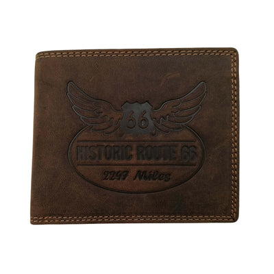 PORTAFOGLIO DA UOMO ROUTE 66 TESTA DI MORO IN VERA PELLE CON LOGO INCISO - 1916ROAD2 TM