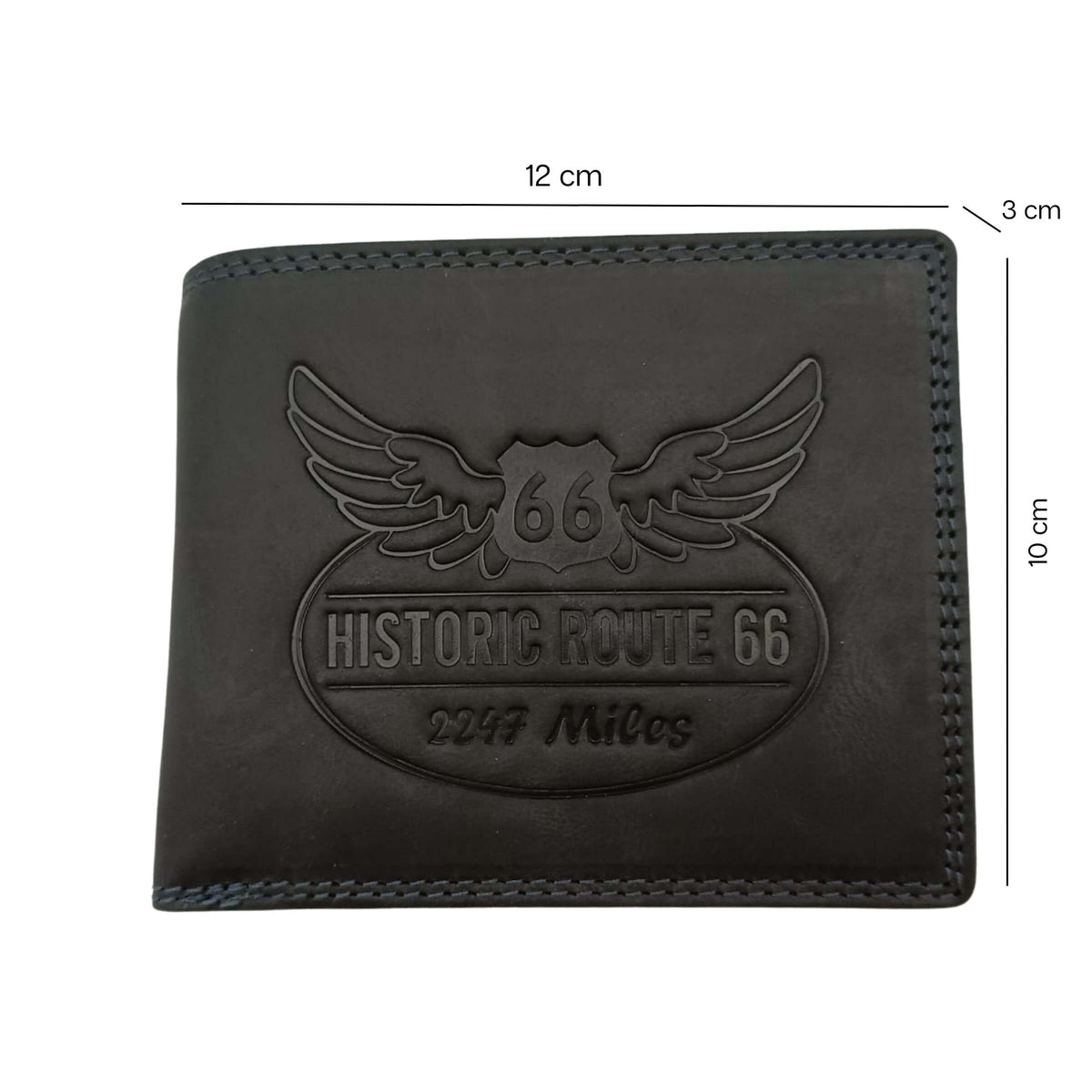 PORTAFOGLIO DA UOMO ROUTE 66 BLU NOTTE IN VERA PELLE CON LOGO INCISO - 1916ROAD2 BL