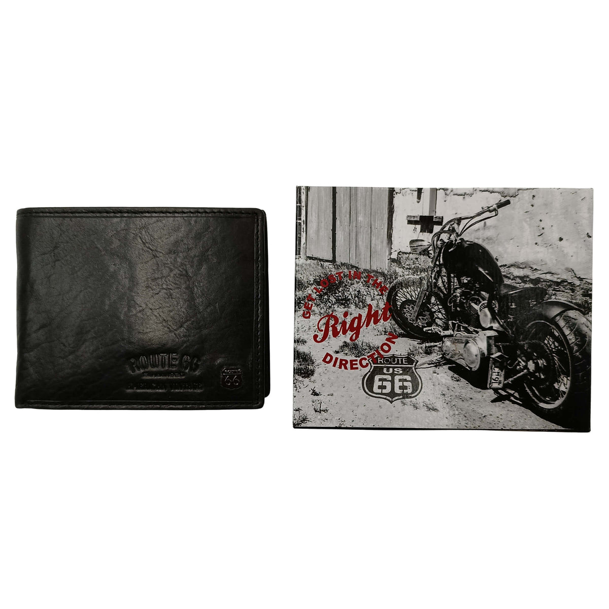 PORTAFOGLIO DA UOMO ROUTE 66 NERO IN VERA PELLE - 1916 MR2 NE