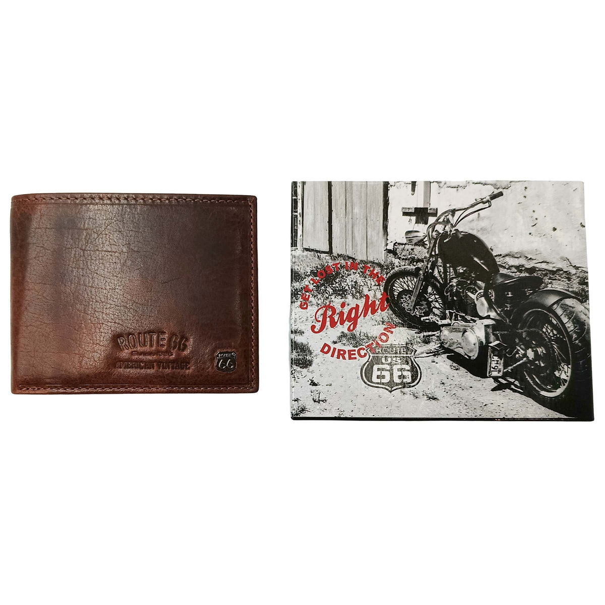 PORTAFOGLIO DA UOMO ROUTE 66 TESTA DI MORO IN VERA PELLE - 1916 MR2 TM